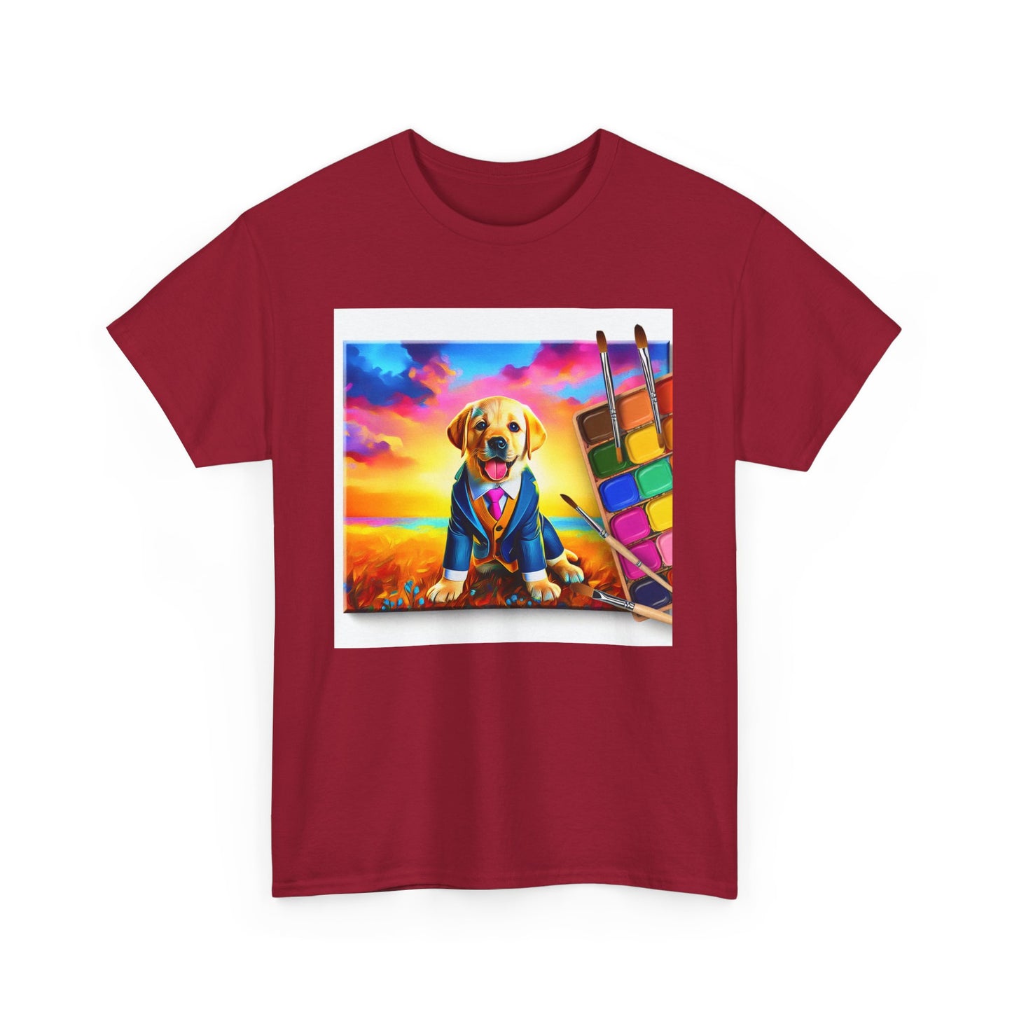 Playful Dog Art Unisex Heavy Cotton Tee