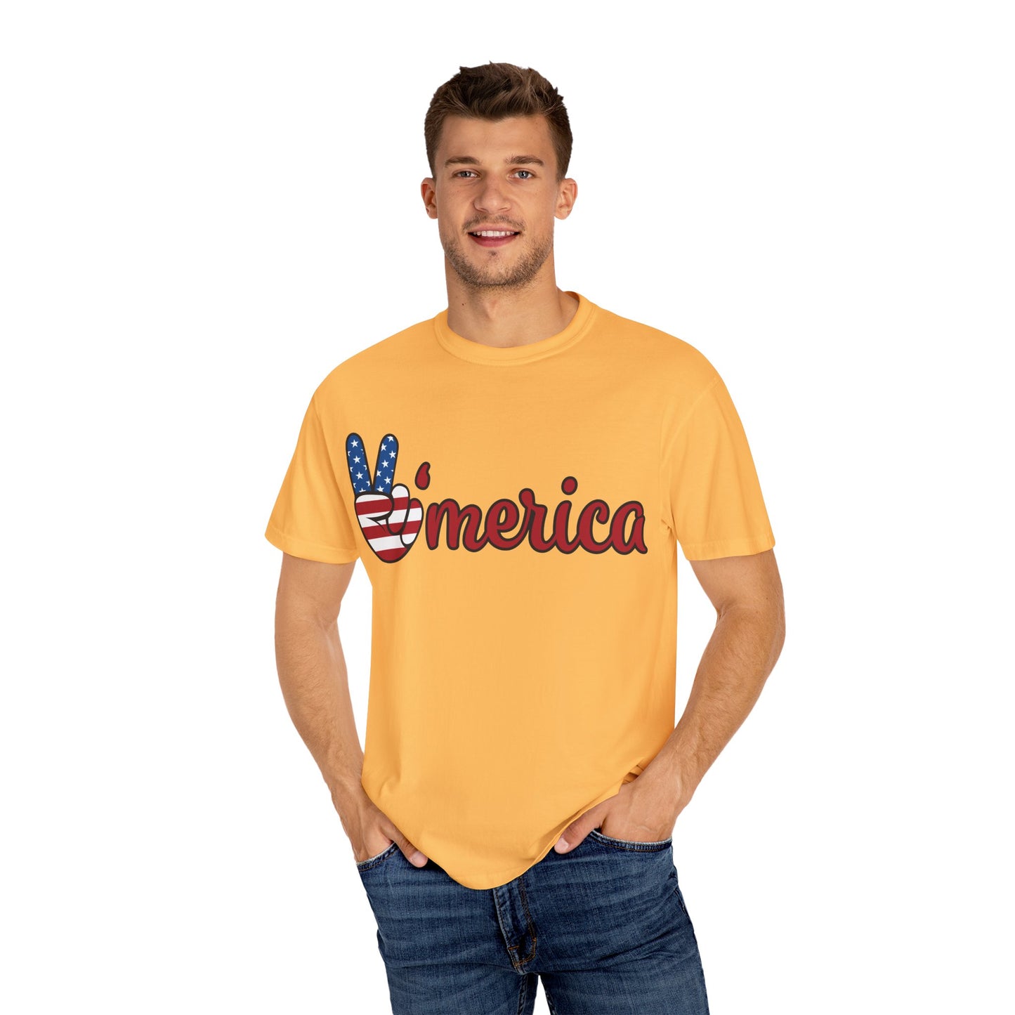 'Peace' Americana Unisex Garment-Dyed T-Shirt - Celebrate Freedom & Unity