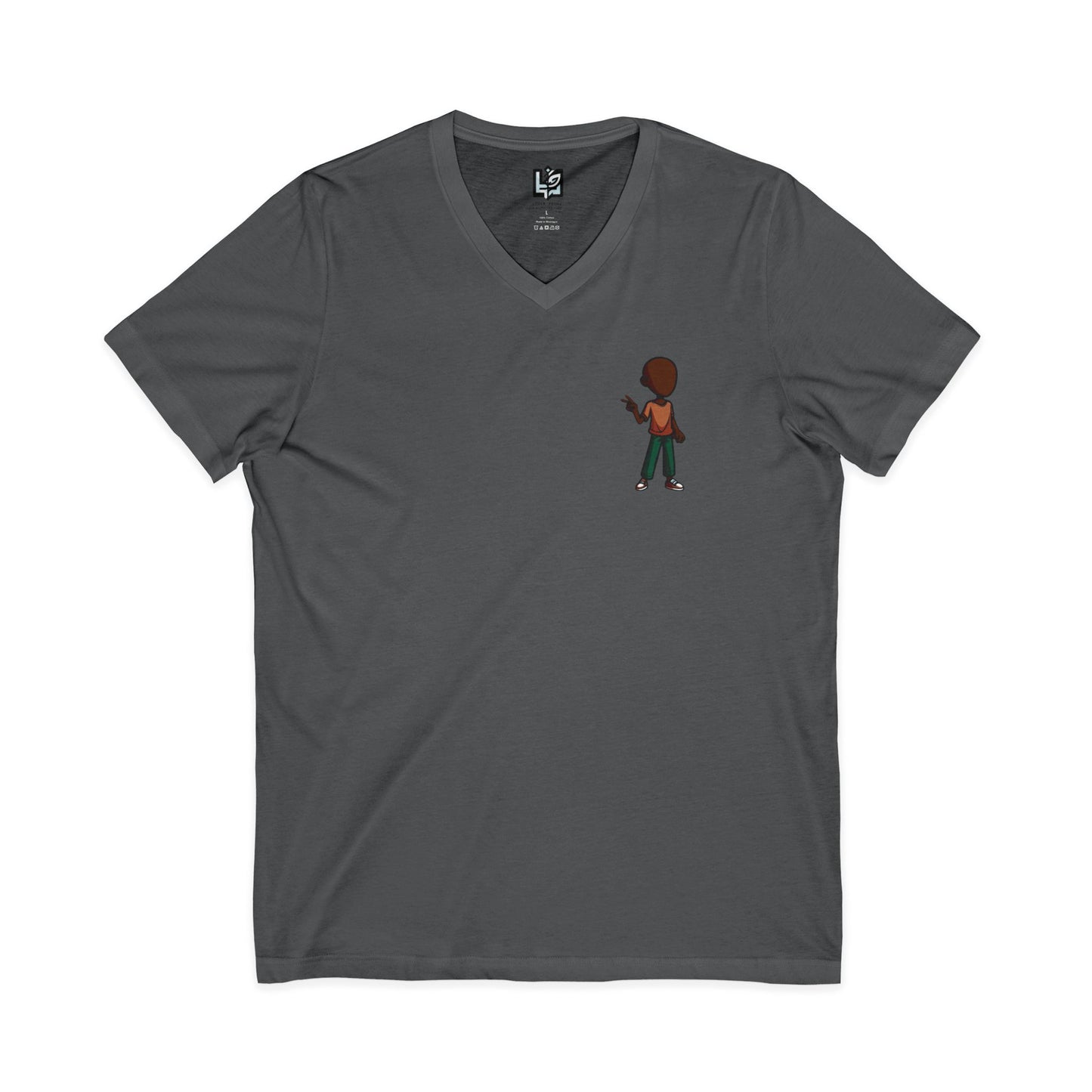 Minimalist Kid with Phone V-Neck Tee