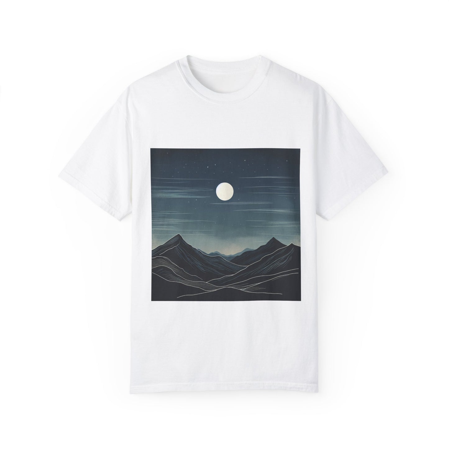 Moonlit Mountains Unisex Garment-Dyed T-shirt | Nature-Inspired Style for Adventurers