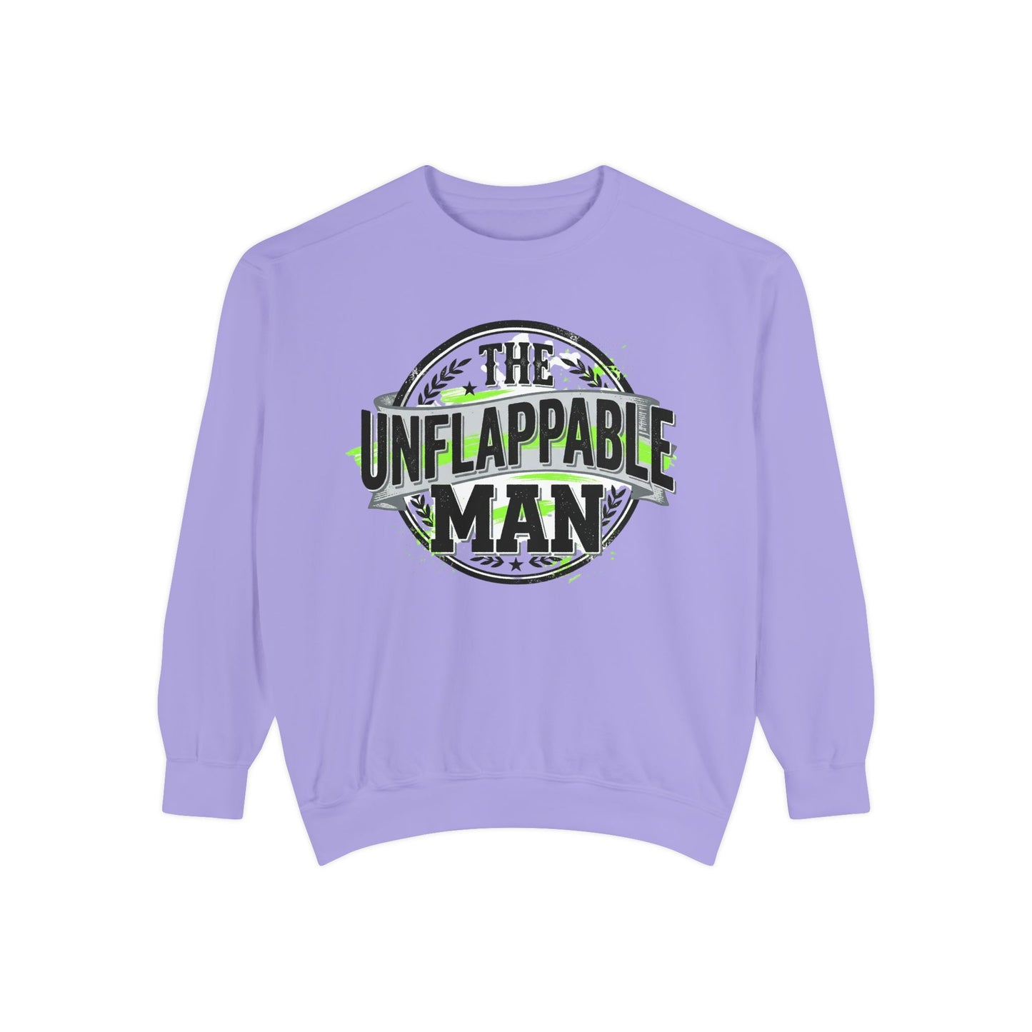 The Unflappable Man Sweatshirt — Retro Badge Graphic Crewneck
