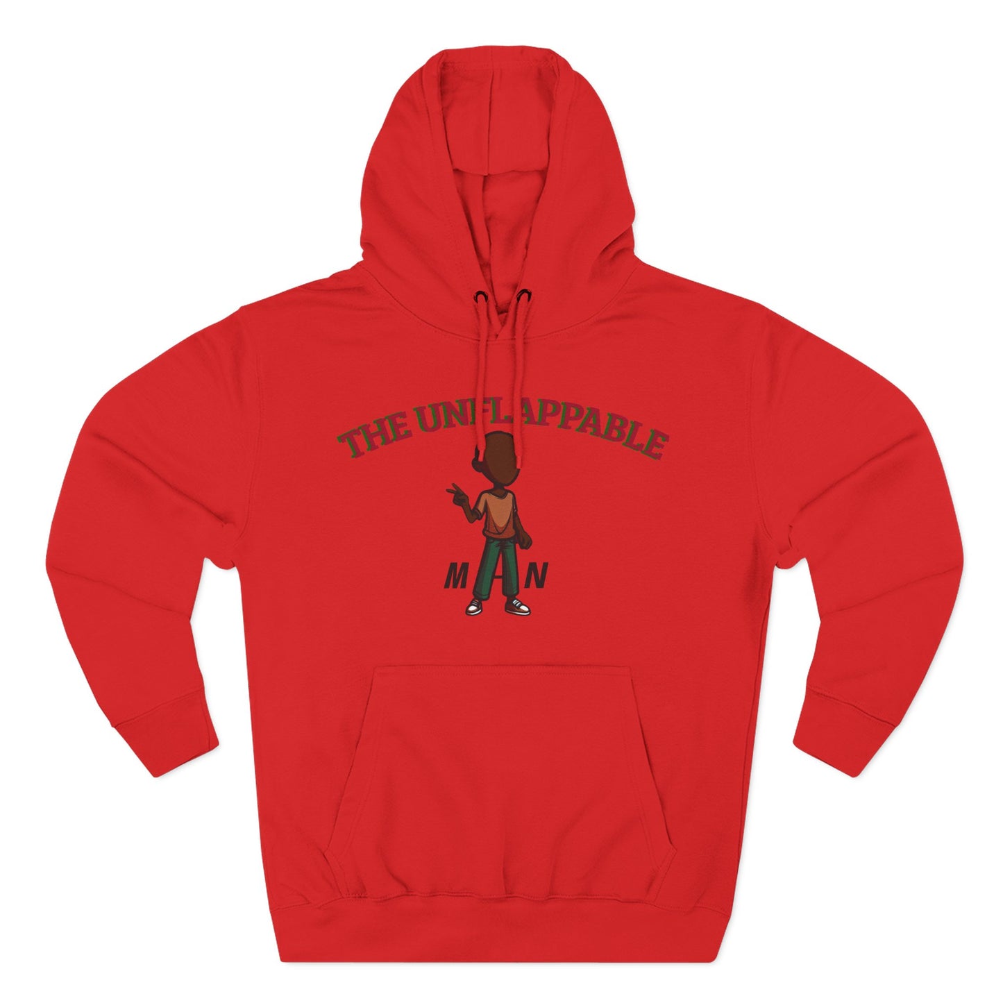 Unflappable Man Hoodie — Graphic Fleece Pullover with Cartoon Character