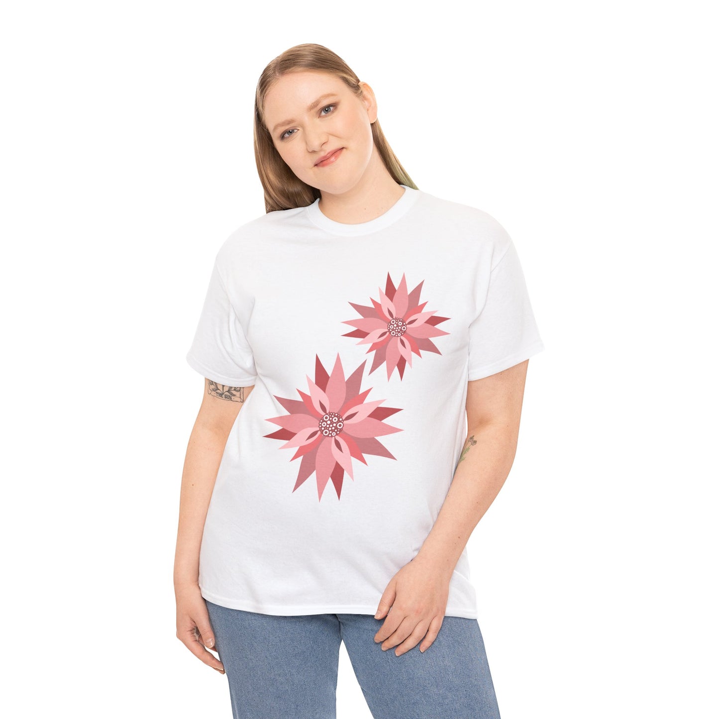 Floral Design Unisex Heavy Cotton Tee - Casual Comfort for Spring Celebrations