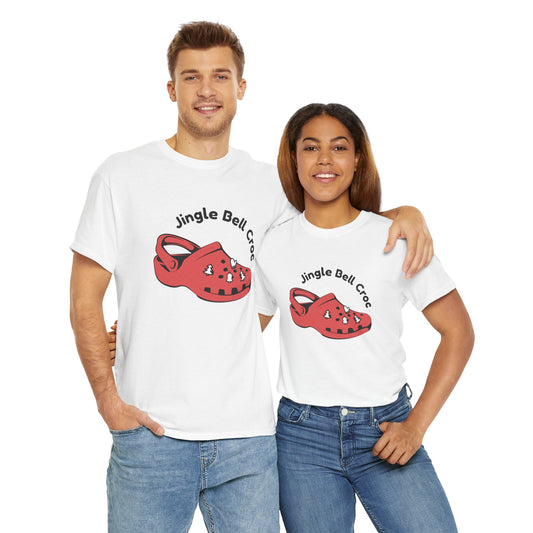 Jingle Bell Croc Unisex Heavy Cotton Tee - Fun Holiday Graphic T-Shirt