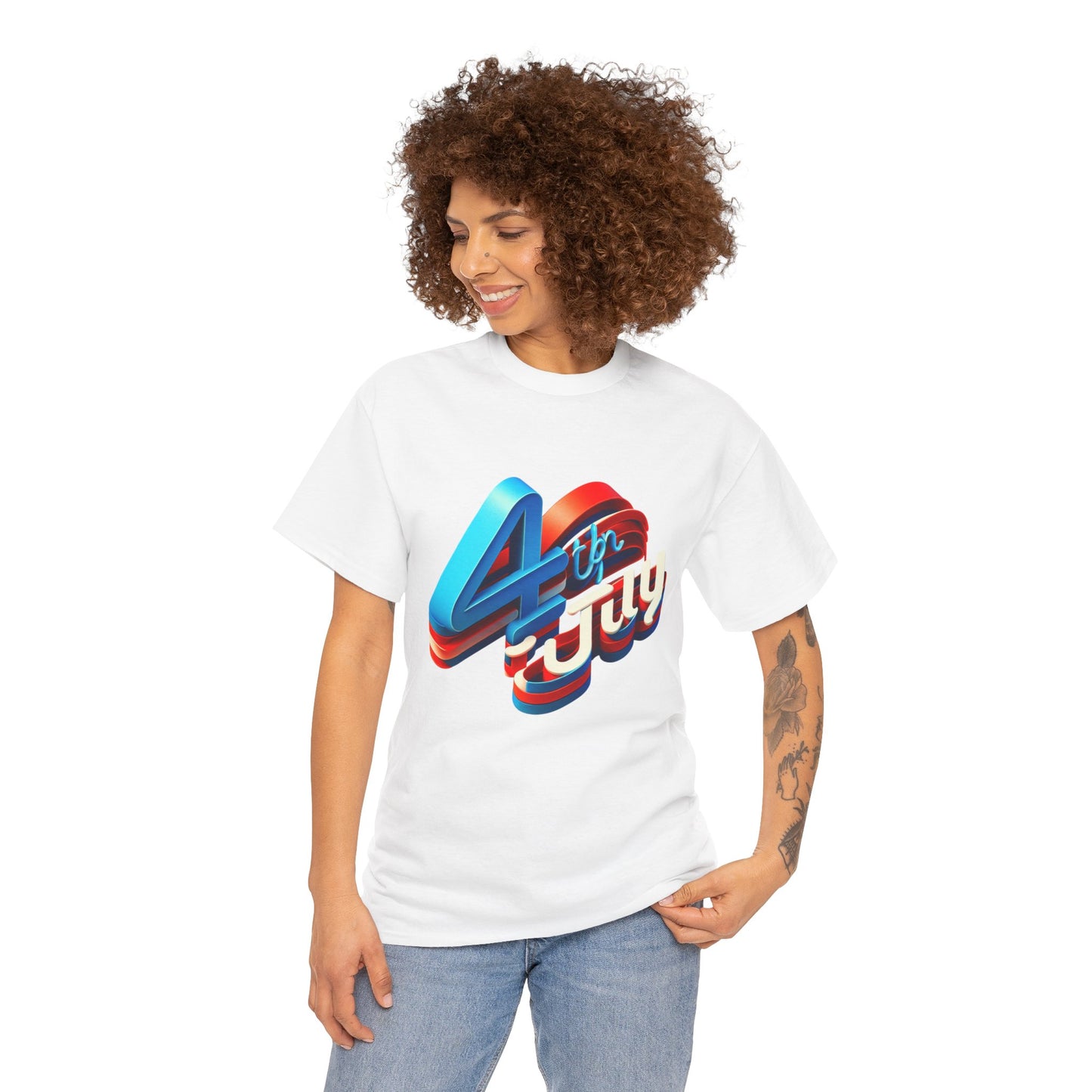 4th of July Unisex Heavy Cotton Tee, Patriotic Shirt, Independence Day Apparel, Summer Event T-Shirt, Casual Graphic Tee