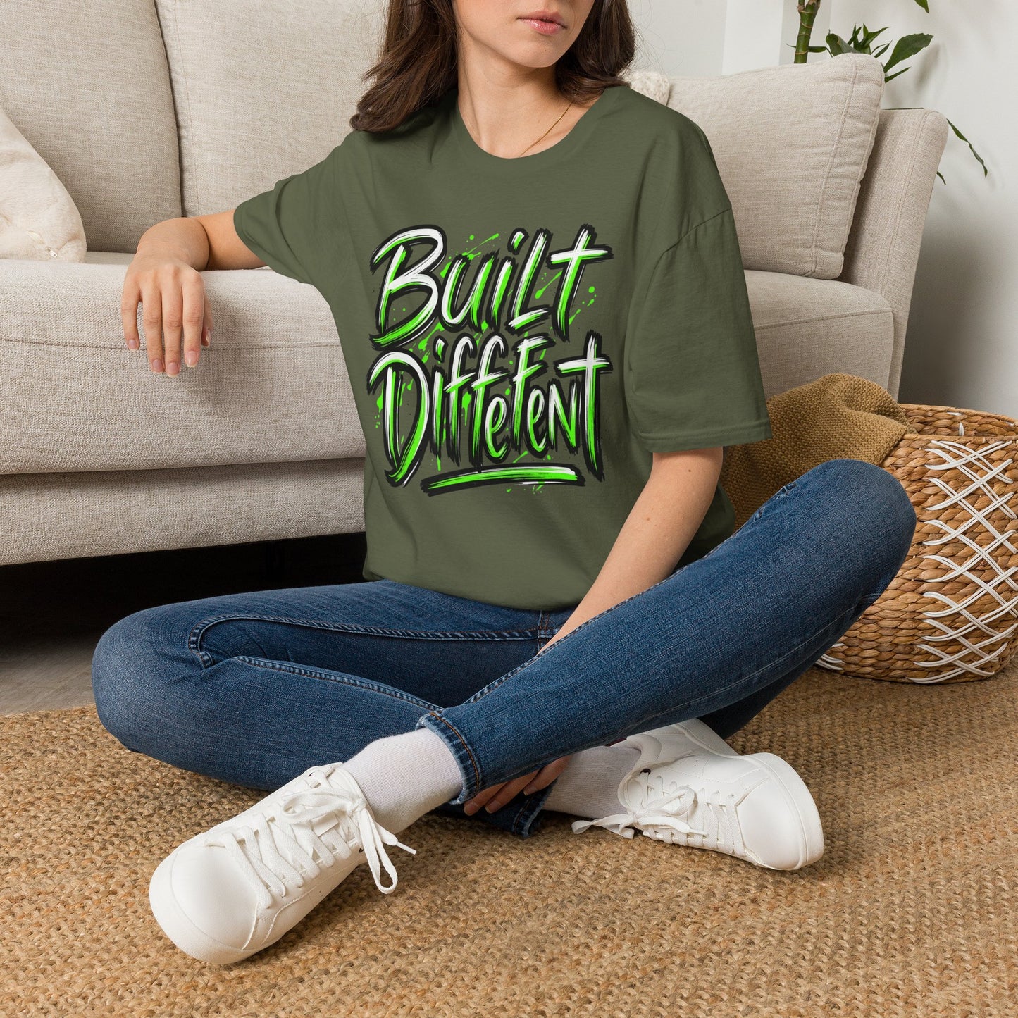 Built Different T-Shirt — Bold Neon Graffiti Tee