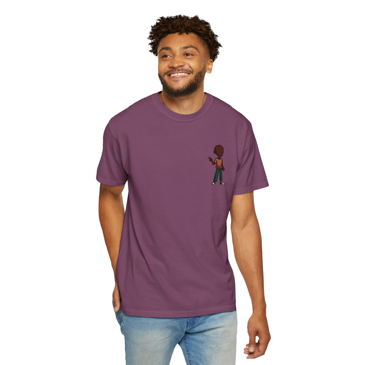 Minimalist Little Boy Graphic T-Shirt — Small Chest Illustration, Casual Kids/Youth Tee