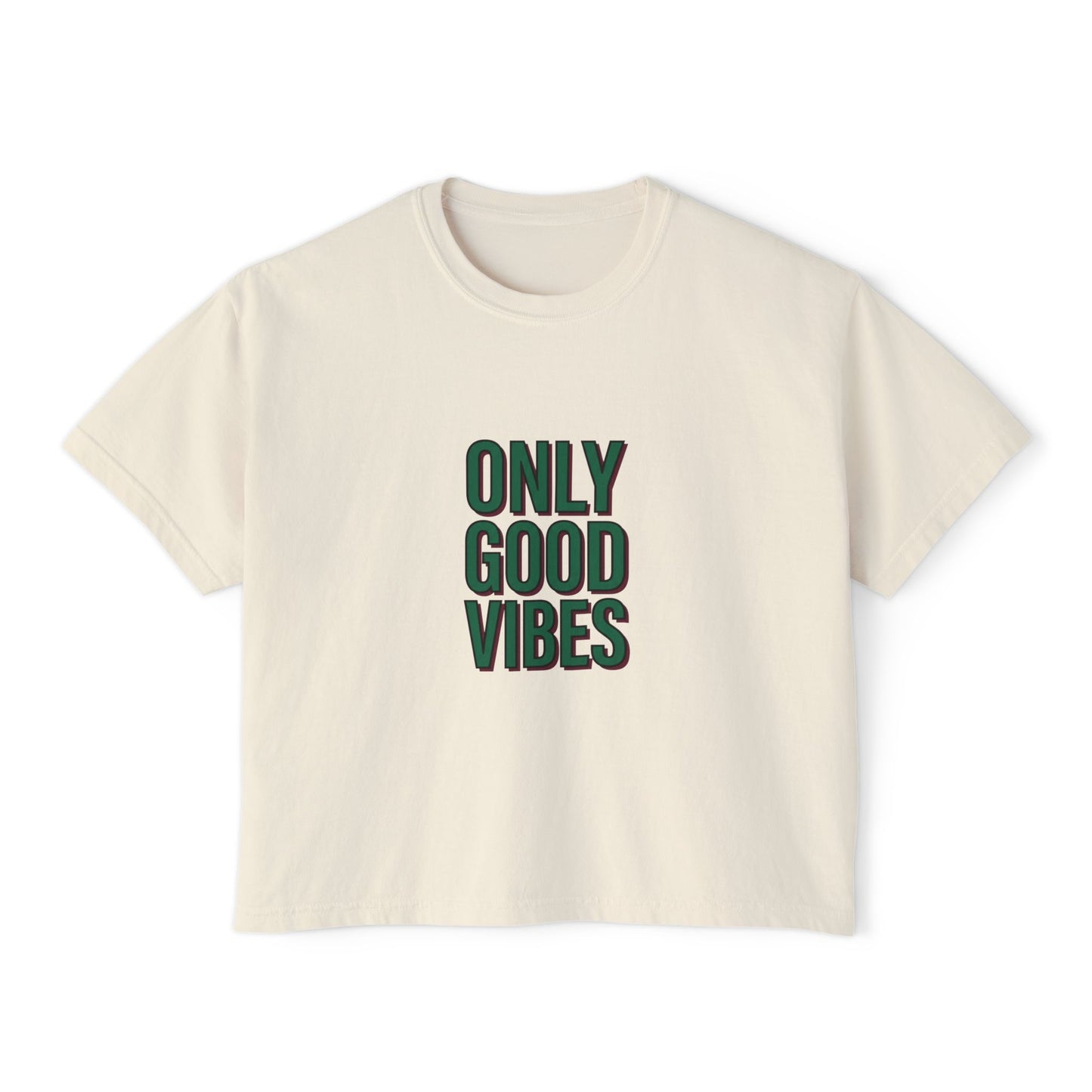 Only Good Vibes Boxy Tee — Women's Positive Graphic Crop T-Shirt
