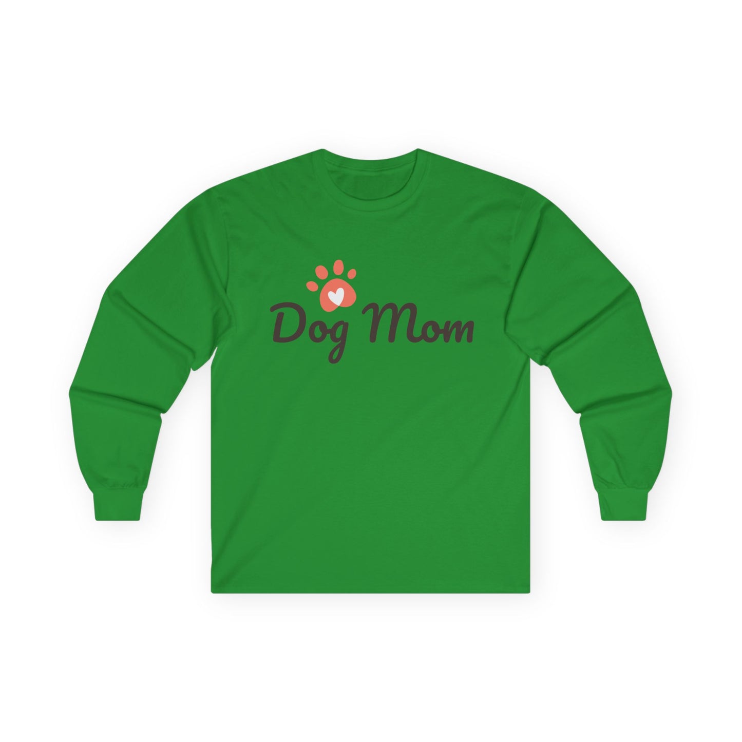 Dog Mom Long Sleeve Tee — Paw Print Graphic Shirt for Dog Lovers