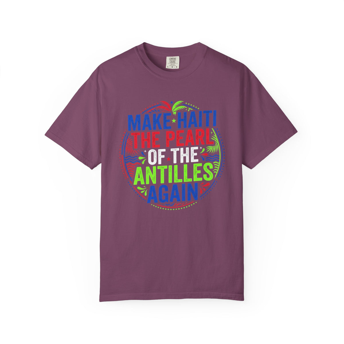 Make Haiti the Pearl — T‑Shirt (Antilles Pride, Colorful Retro Globe Design)