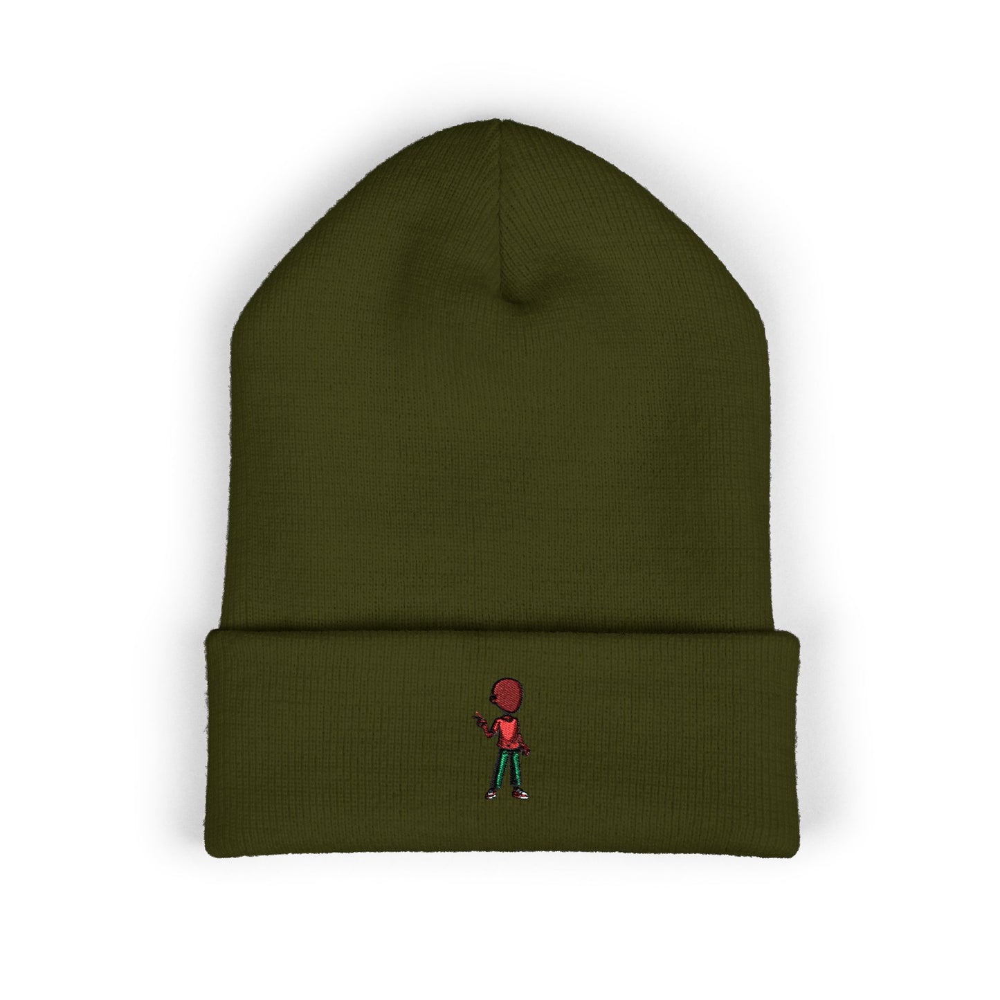 Embroidered Skate Kid Cuffed Beanie — Minimal Streetwear Winter Hat