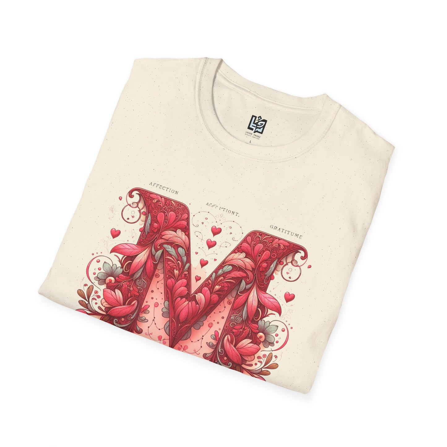 Floral Letter 'M' Unisex Softstyle T-Shirt - Perfect for Celebrations and Self-Expression
