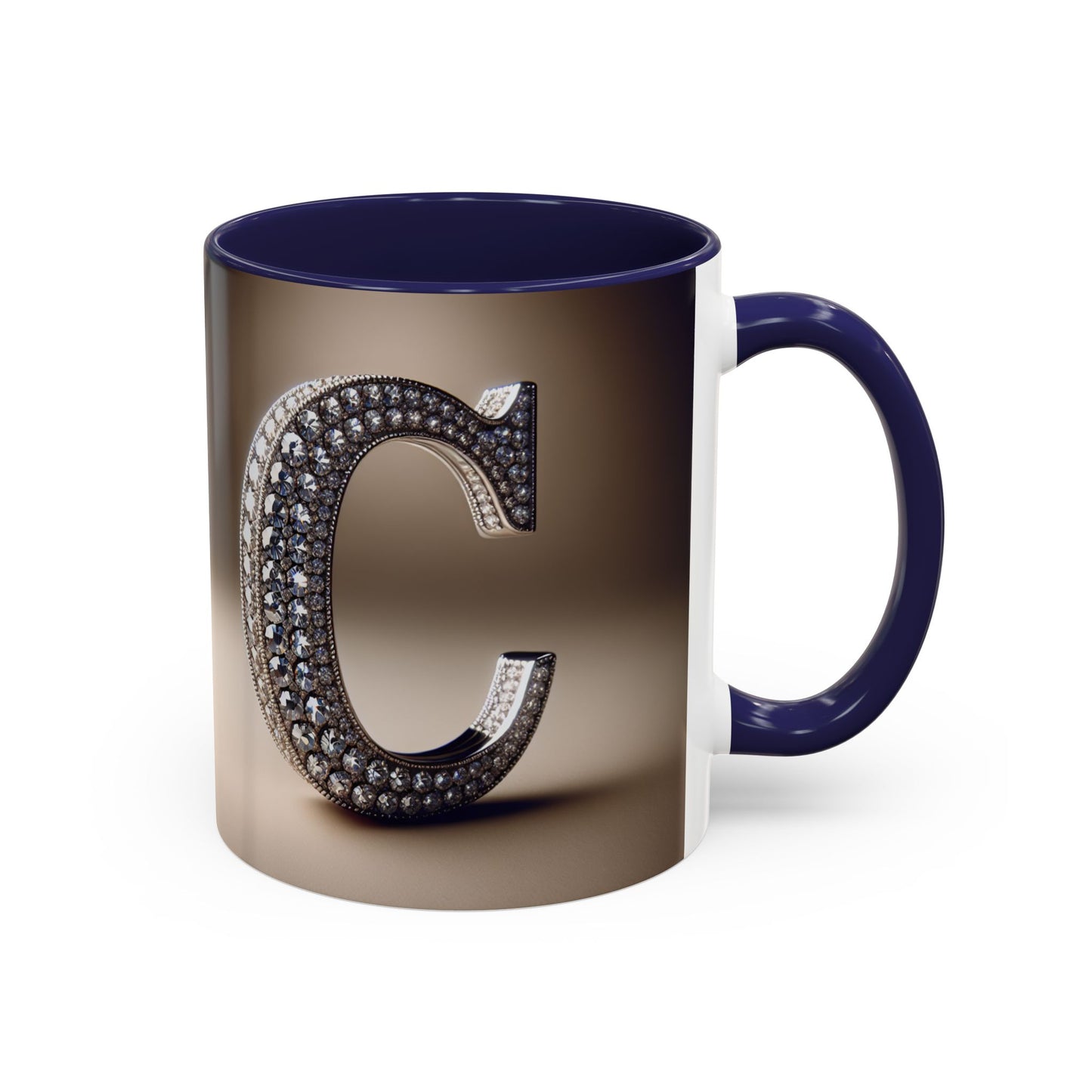 Elegant Initial 'C' Accent Coffee Mug - 11oz & 15oz Ceramics for Personalized Gifts