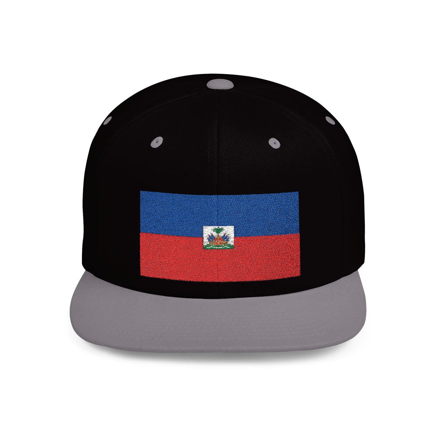 Haitian Flag Flat Bill Snapback Cap - Stylish Headwear for Cultural Celebrations
