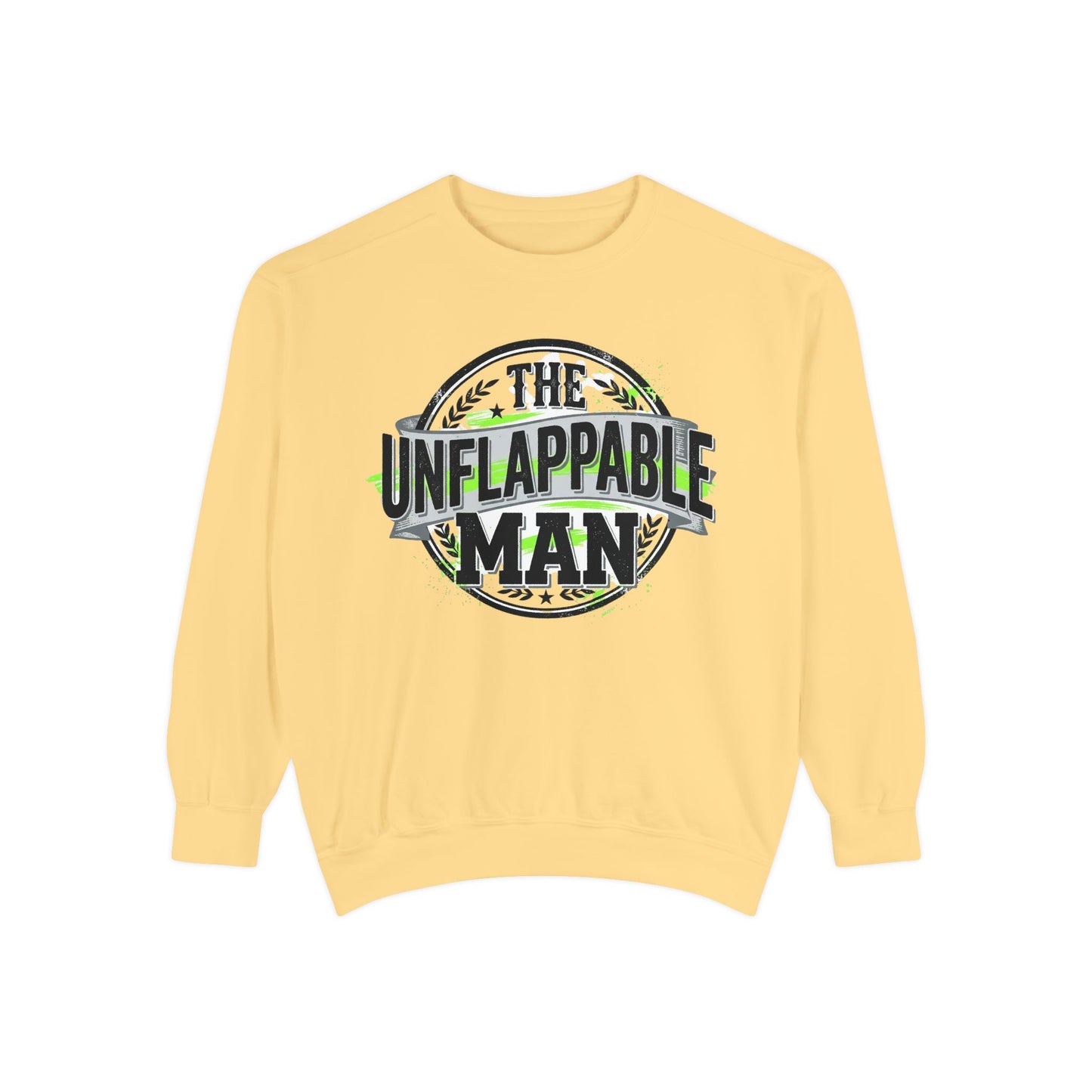 The Unflappable Man Sweatshirt — Retro Badge Graphic Crewneck