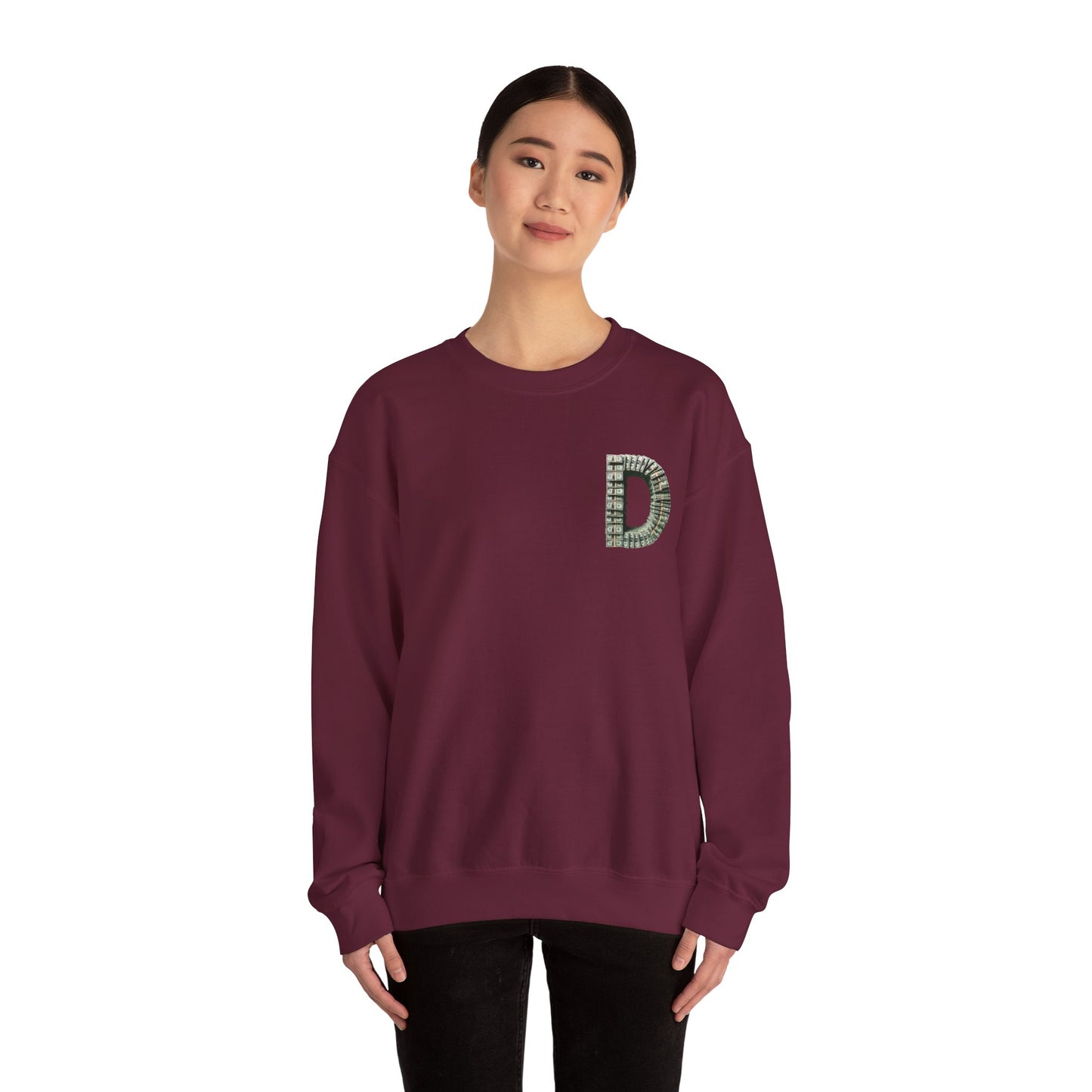 Unisex Crewneck Sweatshirt with 'D' and Dollar Sign Design | Stylish & Cozy Apparel for Casual Days