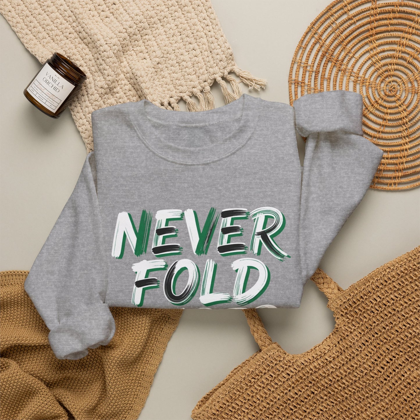 'Never Fold Under Pressure' Crewneck Sweatshirt – Motivational Graphic Pullover