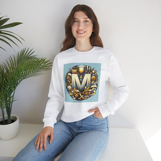 Chic Unisex Crewneck Sweatshirt with Artistic 'M' Design