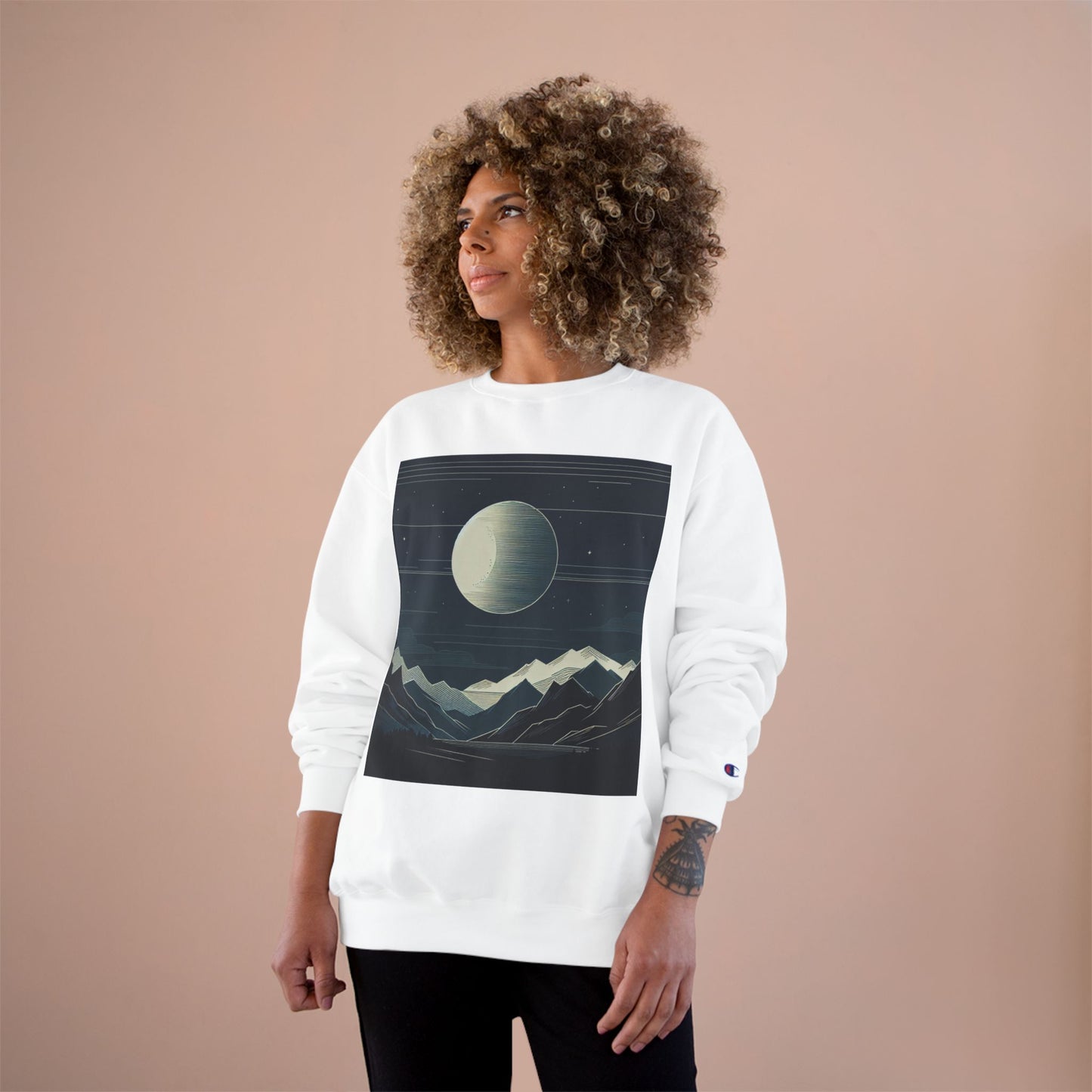 Celestial Mountains Champion Sweatshirt - Cozy Night Sky Design