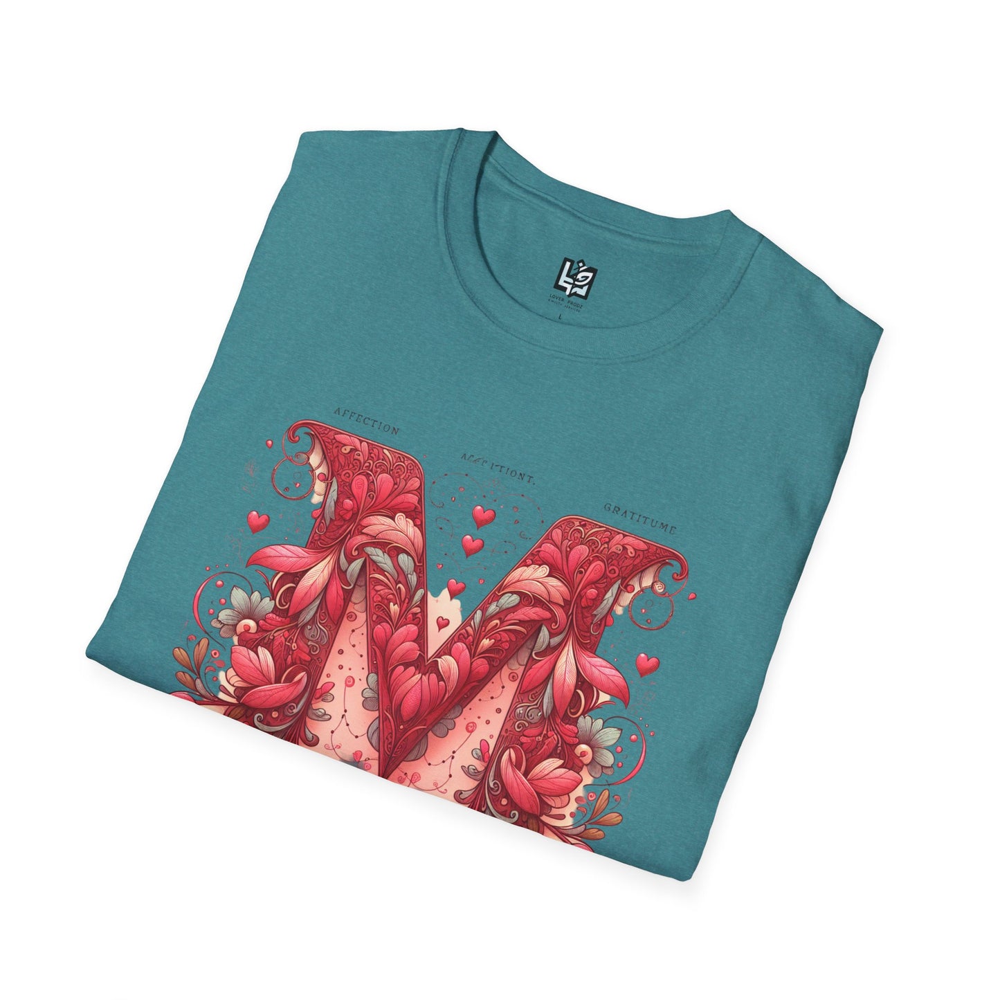 Floral Letter 'M' Unisex Softstyle T-Shirt - Perfect for Celebrations and Self-Expression