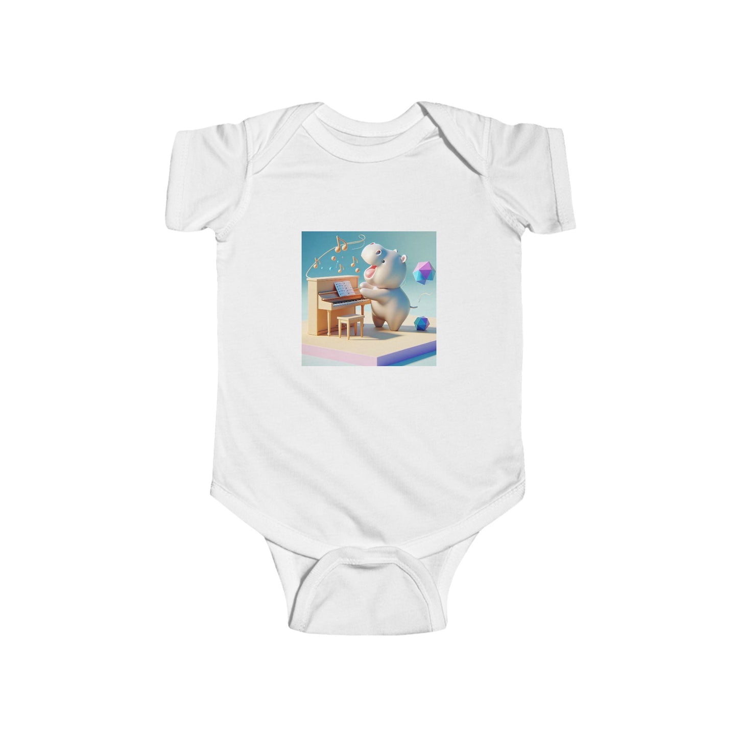 Musical Bear Infant Bodysuit - Cute Cartoon Baby Onesie for Newborns