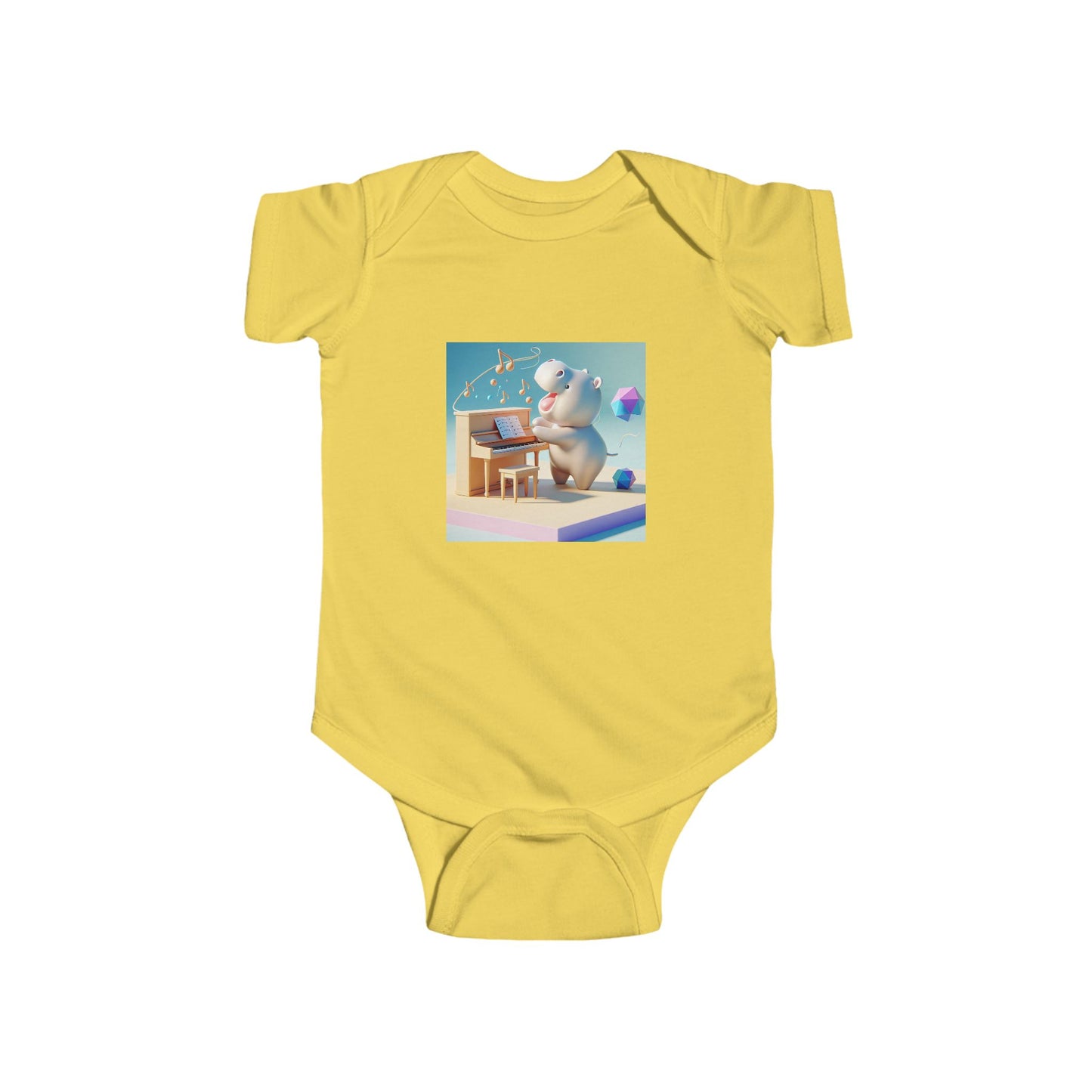 Musical Bear Infant Bodysuit - Cute Cartoon Baby Onesie for Newborns