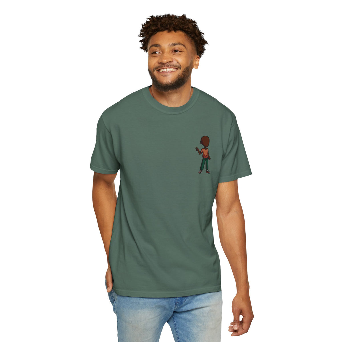 Minimalist Little Boy Graphic T-Shirt — Small Chest Illustration, Casual Kids/Youth Tee