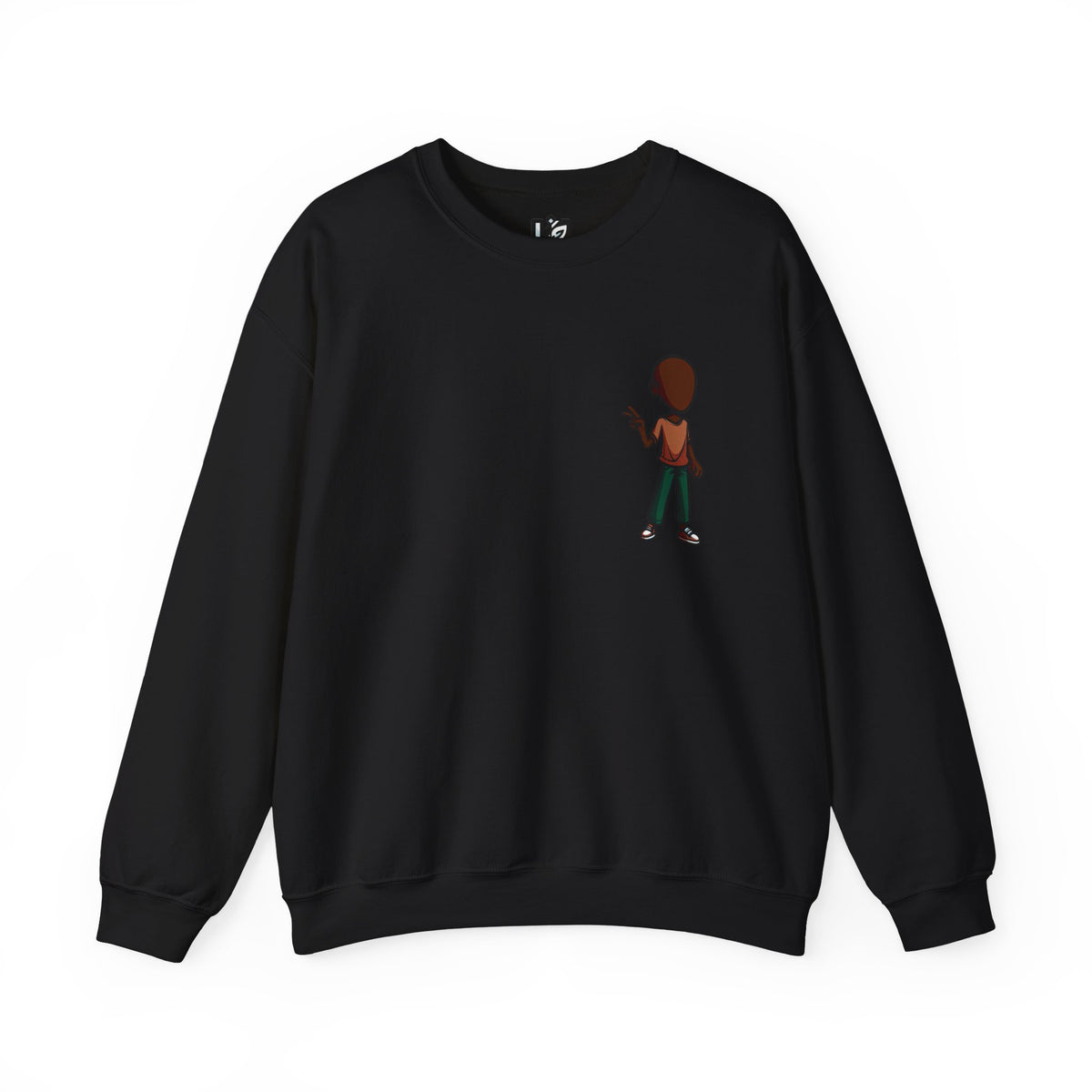 Crewneck Sweatshirt — Minimal Walking Kid Cartoon Chest Print