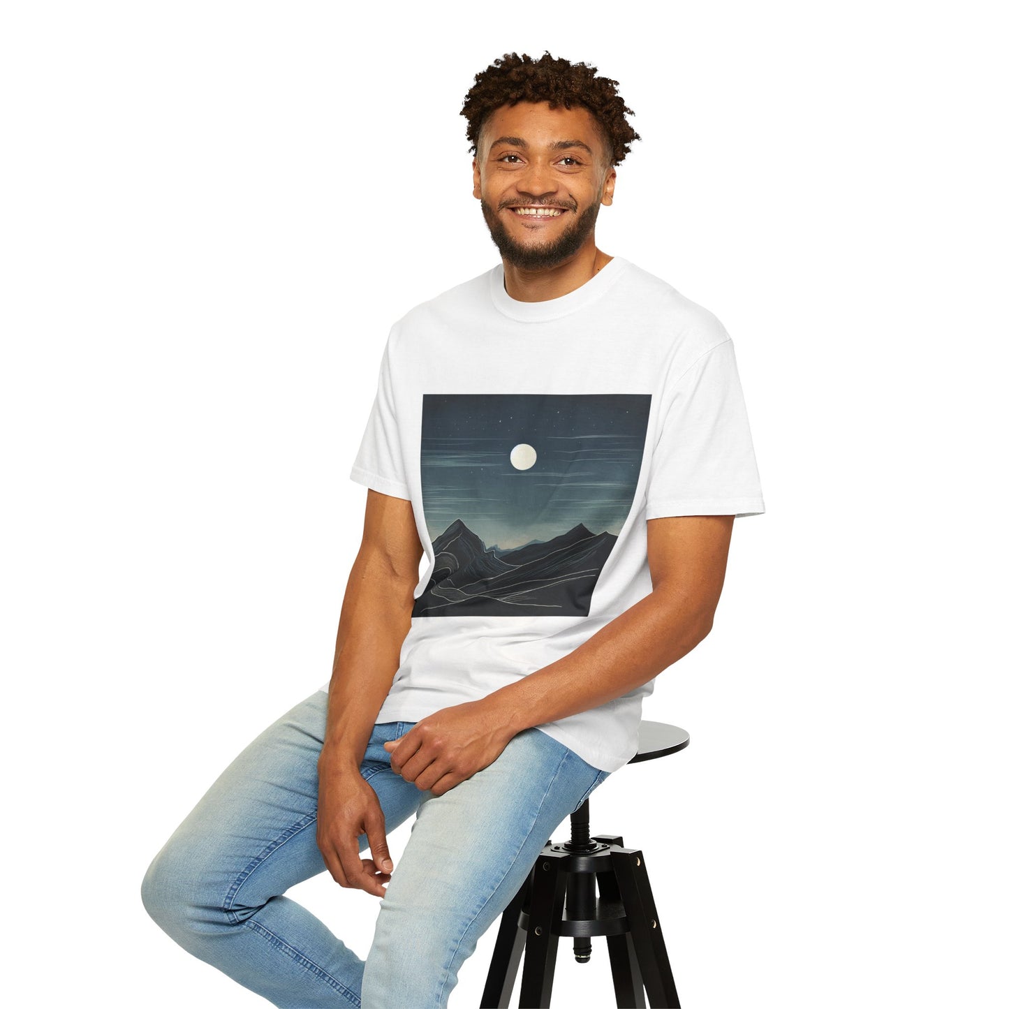 Moonlit Mountains Unisex Garment-Dyed T-shirt | Nature-Inspired Style for Adventurers