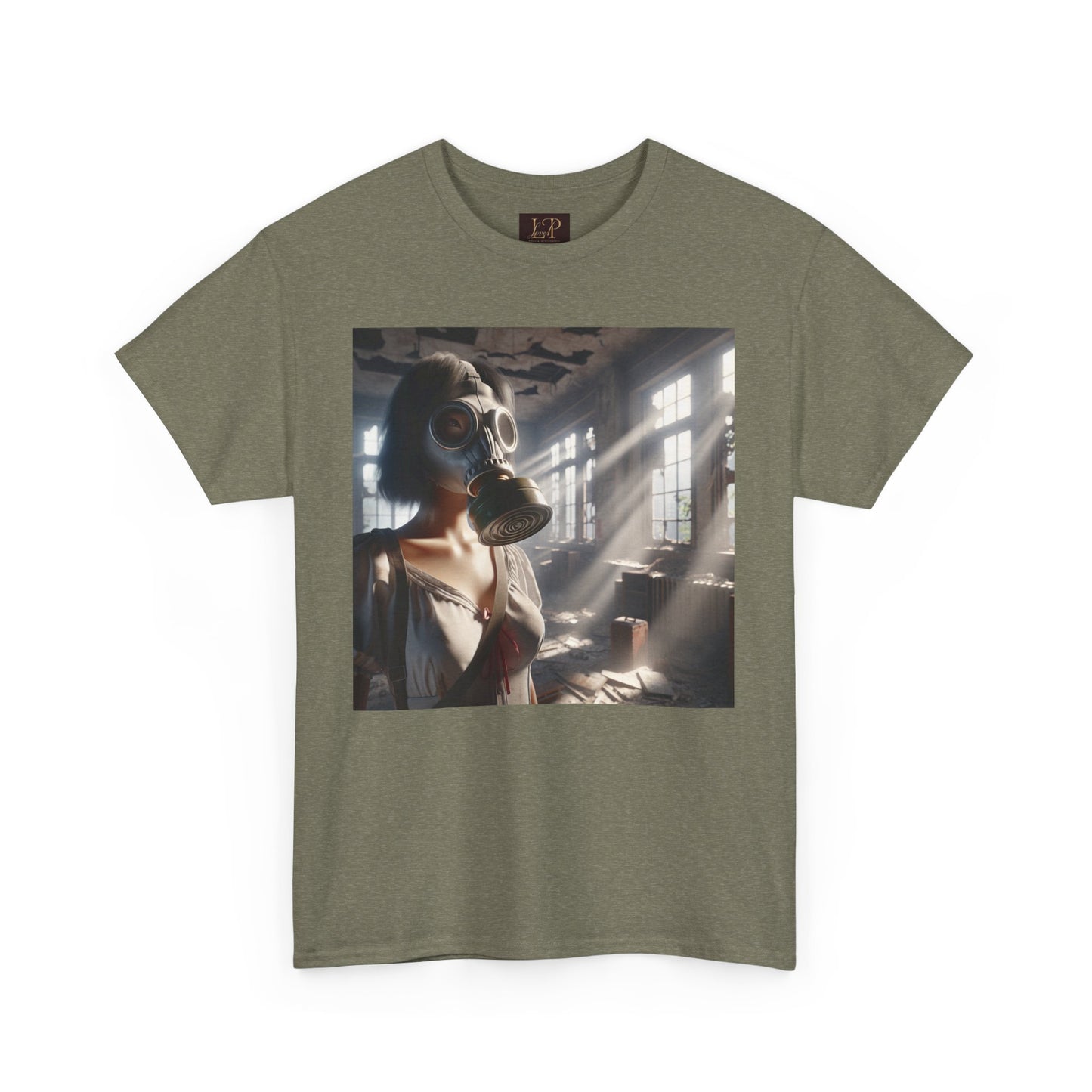 Unisex Heavy Cotton Tee - Vintage Aesthetic Gas Mask Design