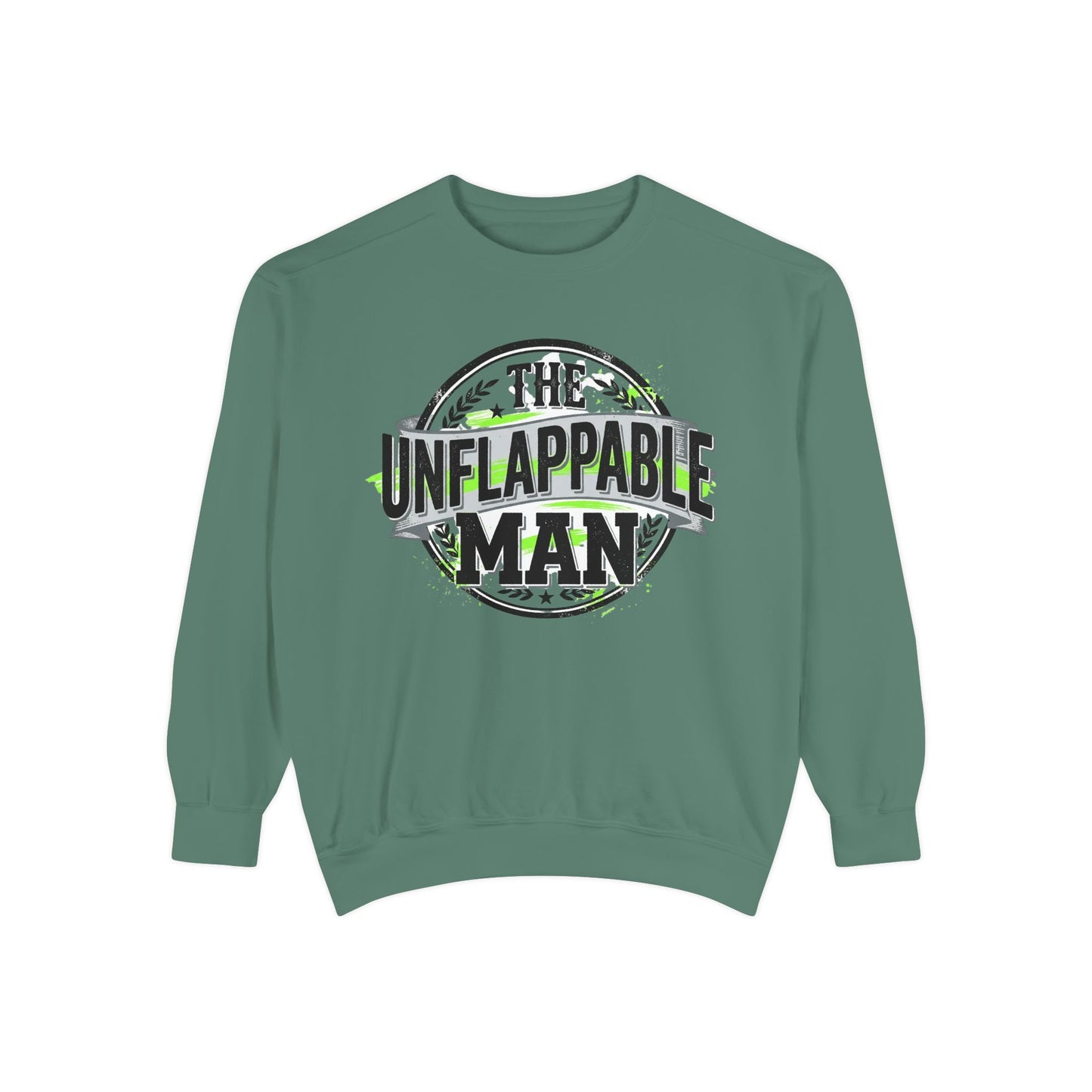 The Unflappable Man Sweatshirt — Retro Badge Graphic Crewneck