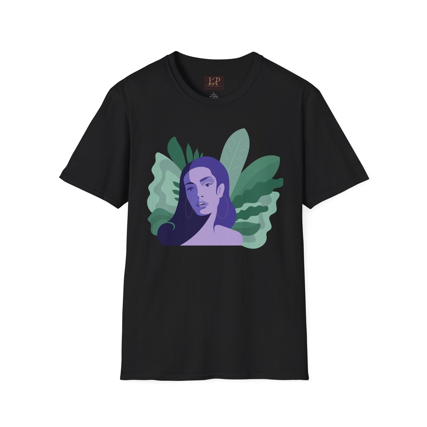 Chic Botanical Portrait T-Shirt for Nature Lovers