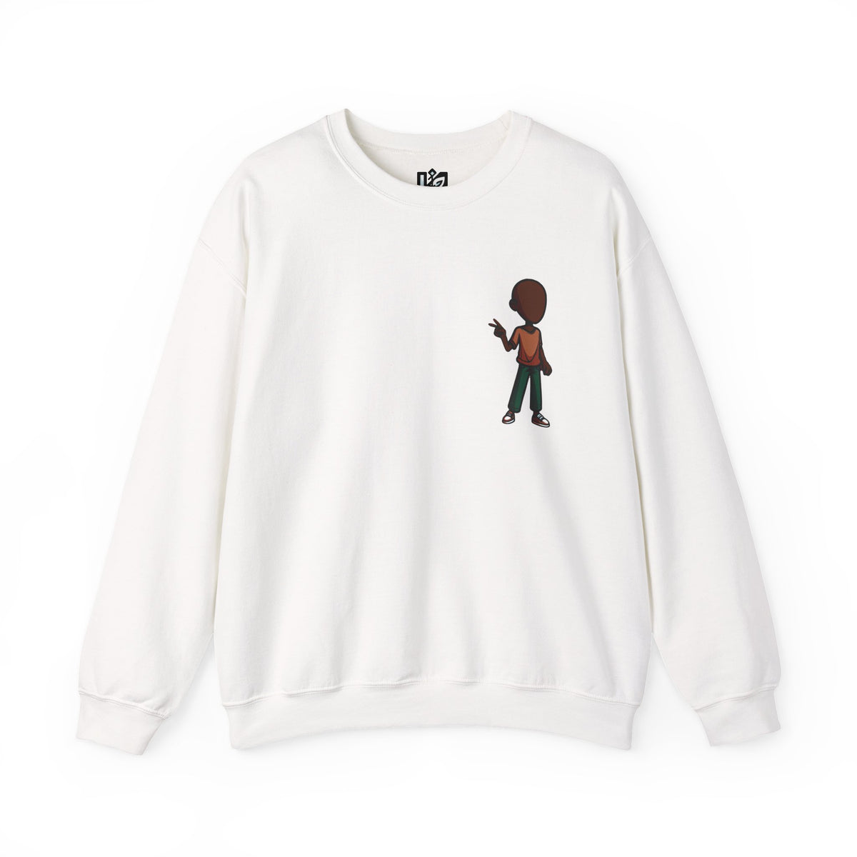 Crewneck Sweatshirt — Minimal Walking Kid Cartoon Chest Print