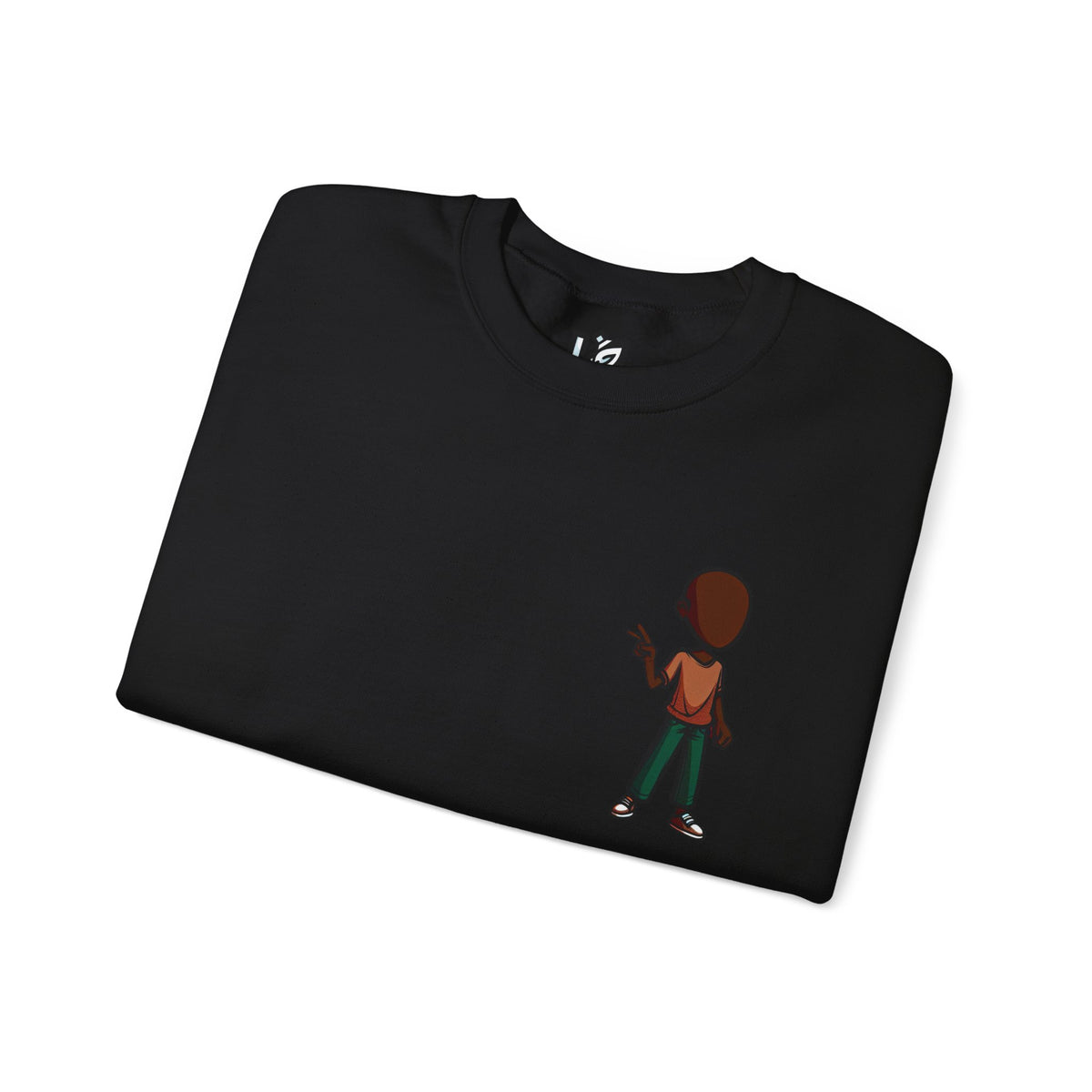 Crewneck Sweatshirt — Minimal Walking Kid Cartoon Chest Print