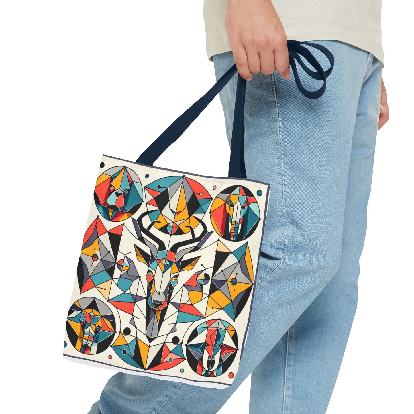 Colorful Geometric Animal Tote Bag - Eco-Friendly & Stylish