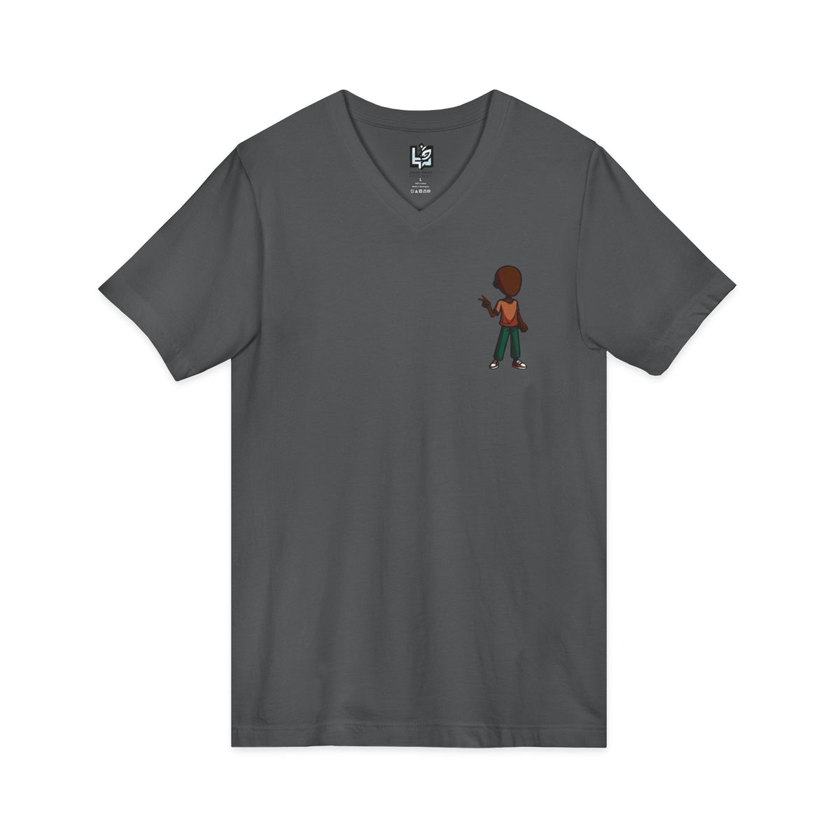 Minimalist Kid with Phone V-Neck Tee