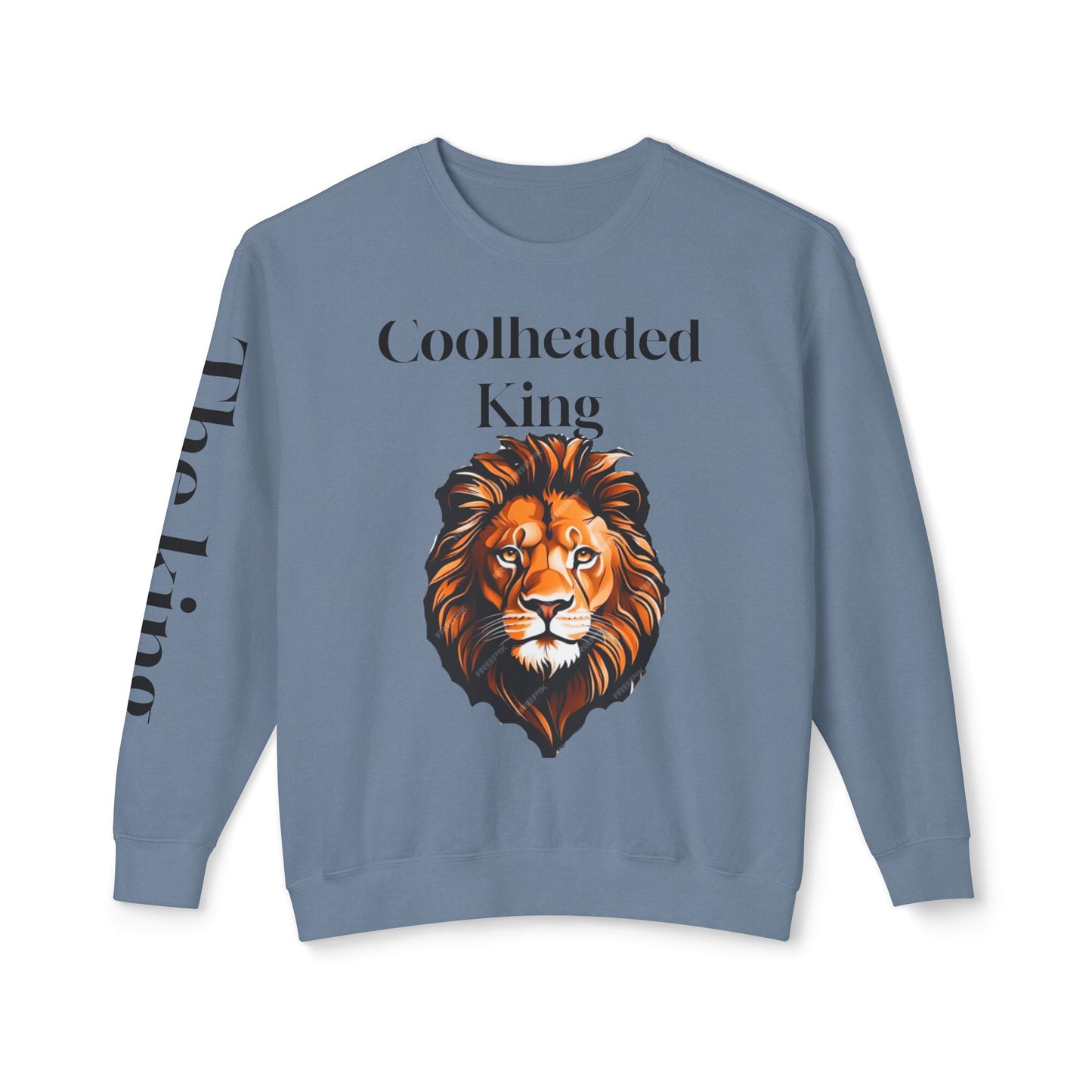 Unisex Lightweight Crewneck Sweatshirt - 'Coolheaded king' Lion Design