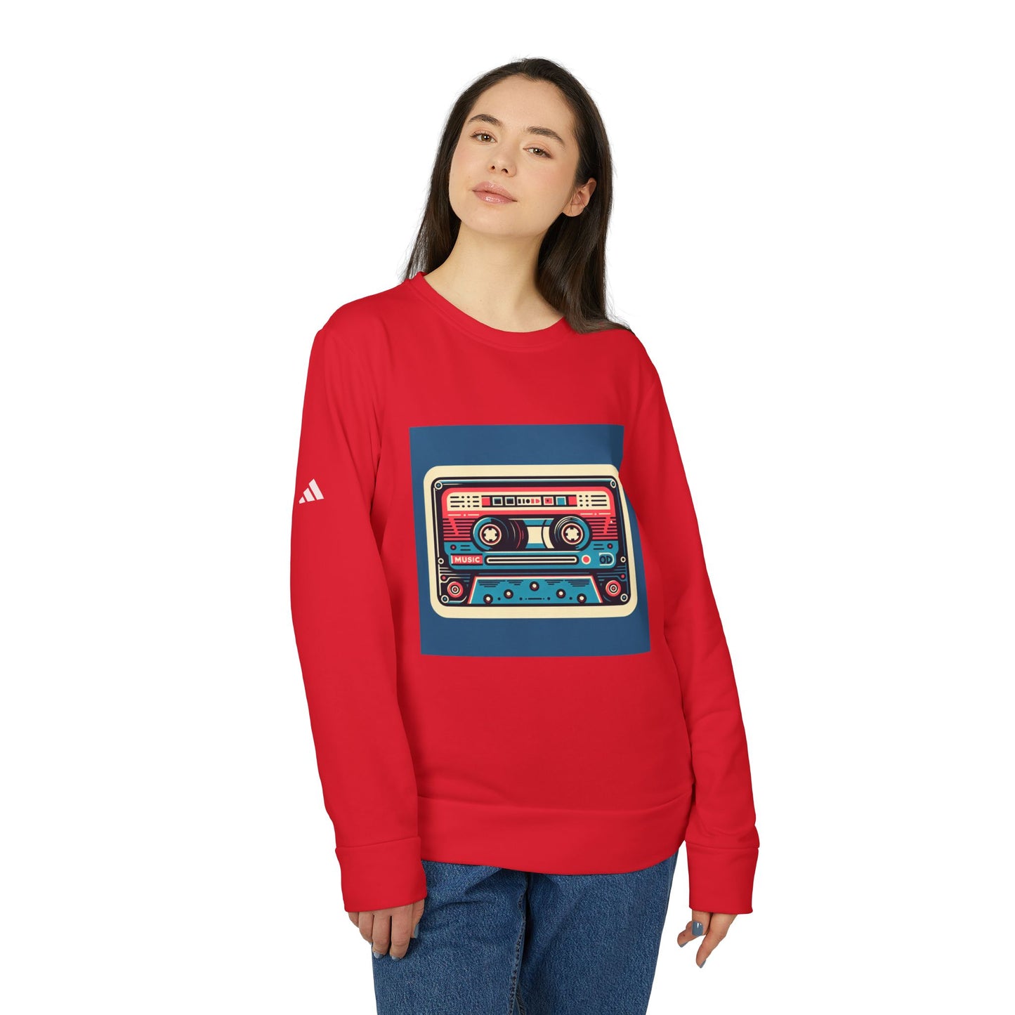 Retro Cassette Tape Design Fleece Crewneck Sweatshirt | Unisex Cozy Apparel