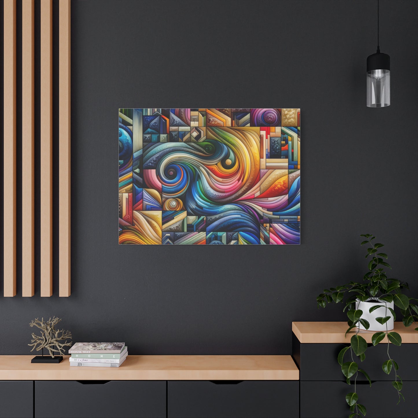 Vibrant Abstract Swirl Matte Canvas Art - Colorful Home Decor