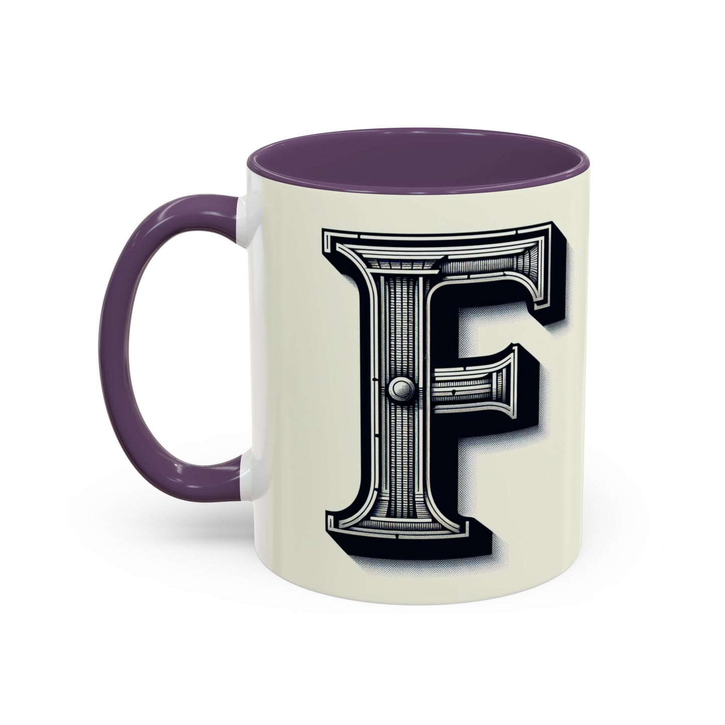 Personalized Initial 'F' Accent Coffee Mug - Stylish Black Handle, Perfect Gift for Coffee Lovers