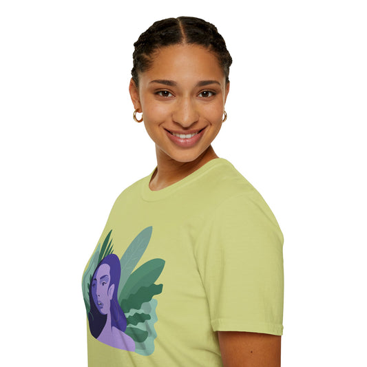 Chic Botanical Portrait T-Shirt for Nature Lovers