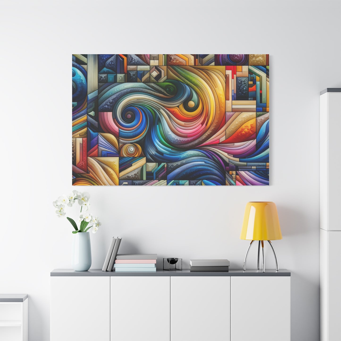 Vibrant Abstract Swirl Matte Canvas Art - Colorful Home Decor