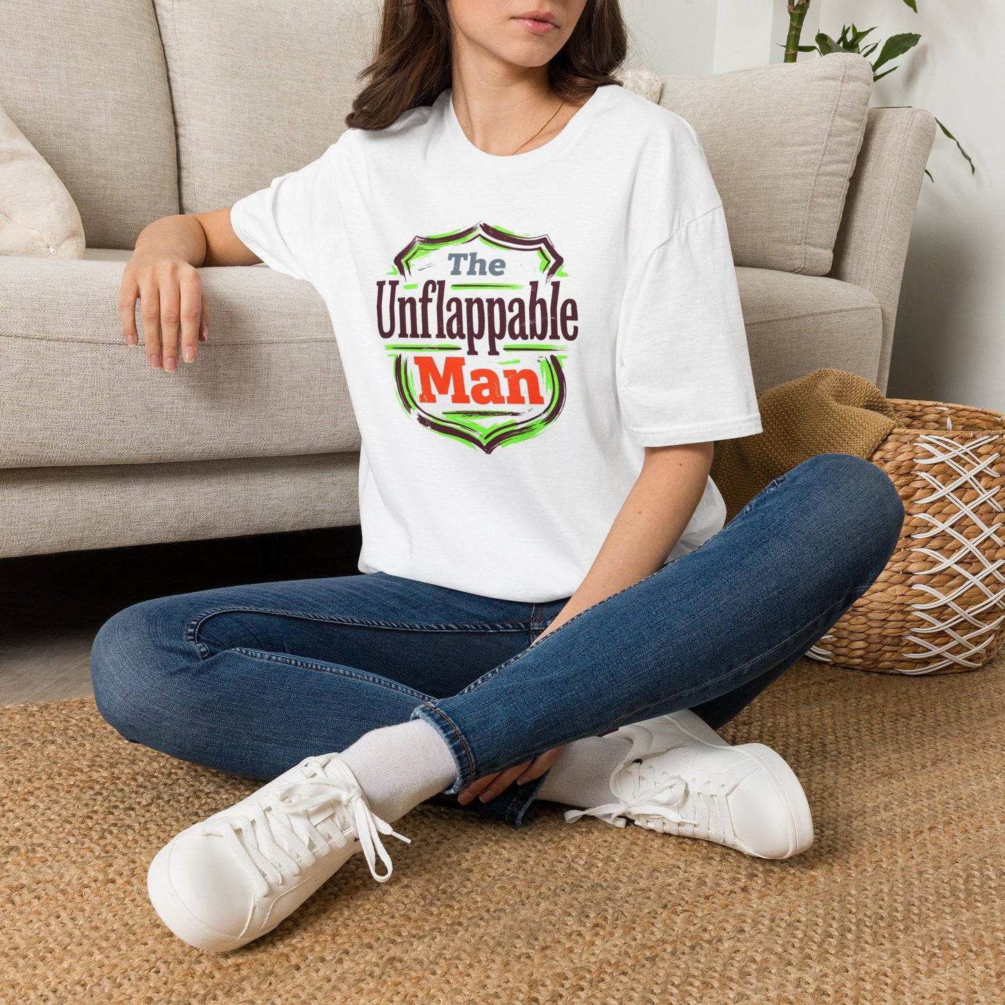 The Unflappable Man T-Shirt — Funny Retro Badge Graphic Tee