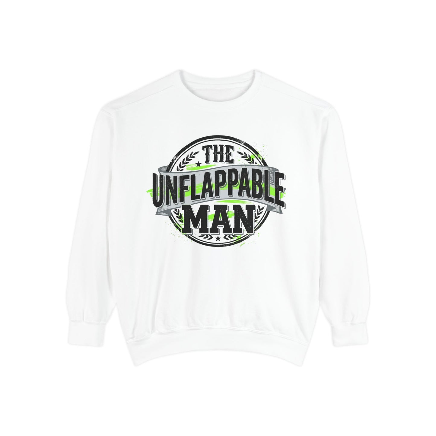 The Unflappable Man Sweatshirt — Retro Badge Graphic Crewneck