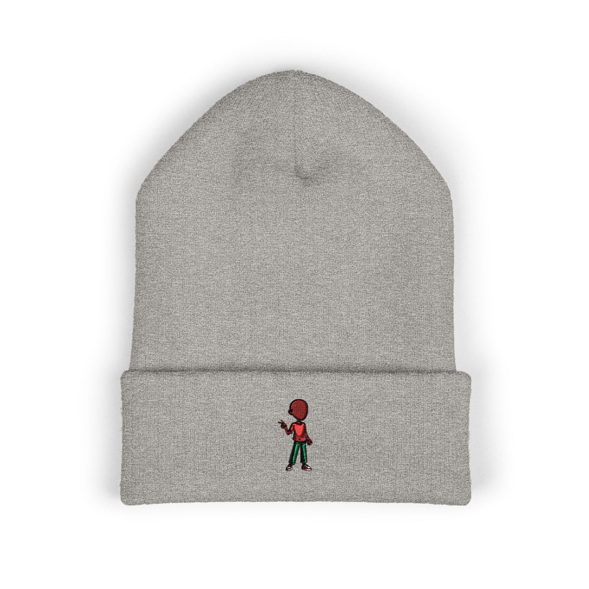 Embroidered Skate Kid Cuffed Beanie — Minimal Streetwear Winter Hat