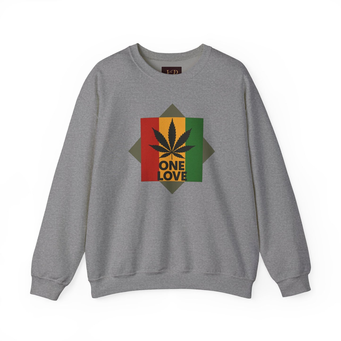 One Love Cannabis Crewneck Sweatshirt | Unisex Pullover | Cozy Streetwear, Gift for Stoners, Rasta Style Sweatshirt, Chill Vibes Apparel