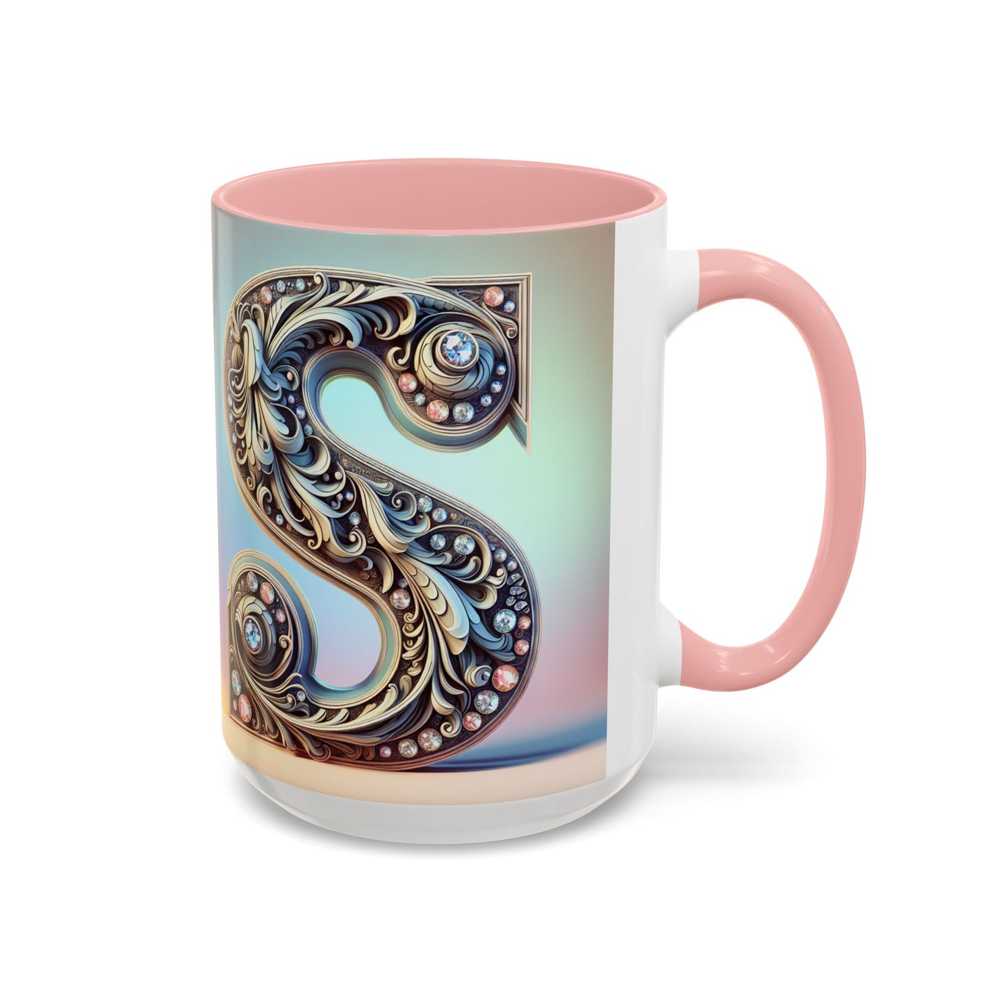 Elegant Initial Accent Coffee Mug - Personalized Embellished Design 11oz & 15oz