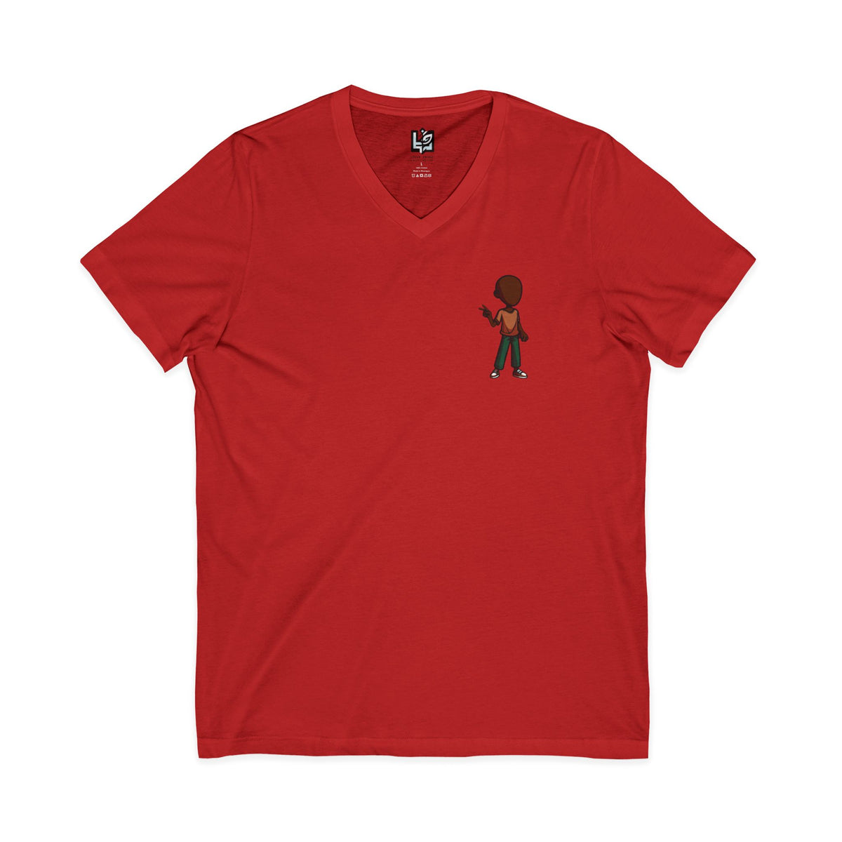 Minimalist Kid with Phone V-Neck Tee