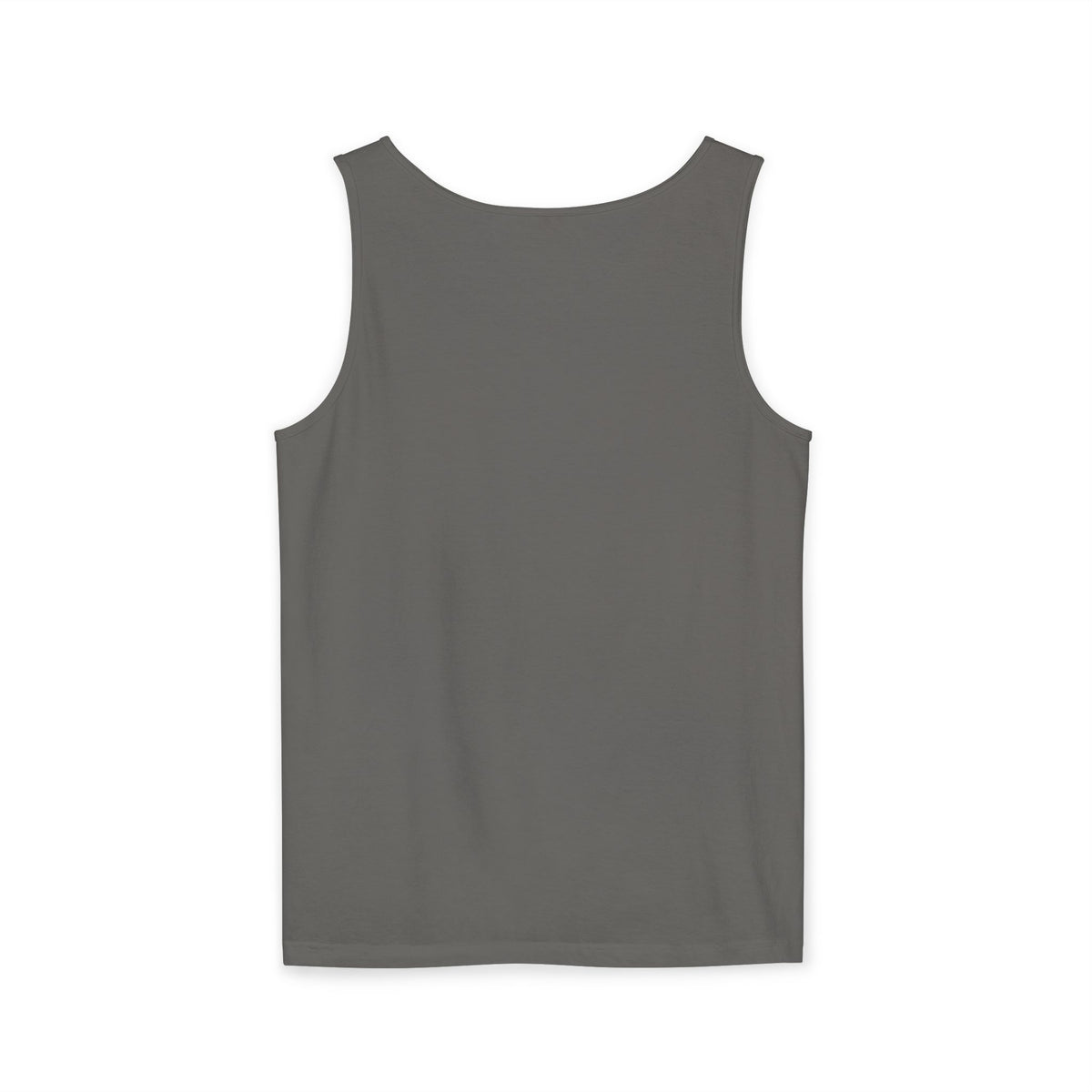 Minimalist Coffee Lover Tank — Small Cartoon Person Holding Mug Graphic Tank Top