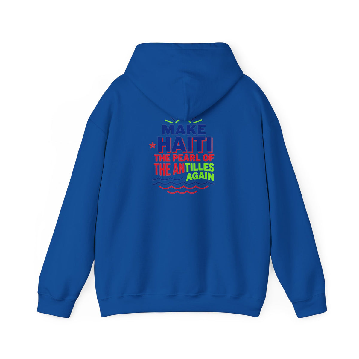 Make Haiti The Pearl of the Antilles Again Hoodie — Cartoon Figure Back Print
